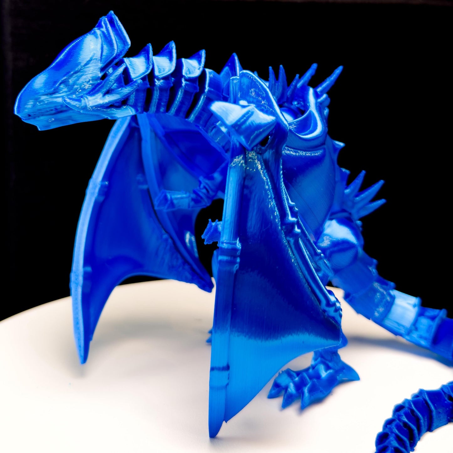 Blue-Eyes White Dragon Fully Articulated Anime Yugioh Figure | Over 12 Inch Posable Handmade Kaiju Toy Flexible Limbs | Gift for Monster Fan