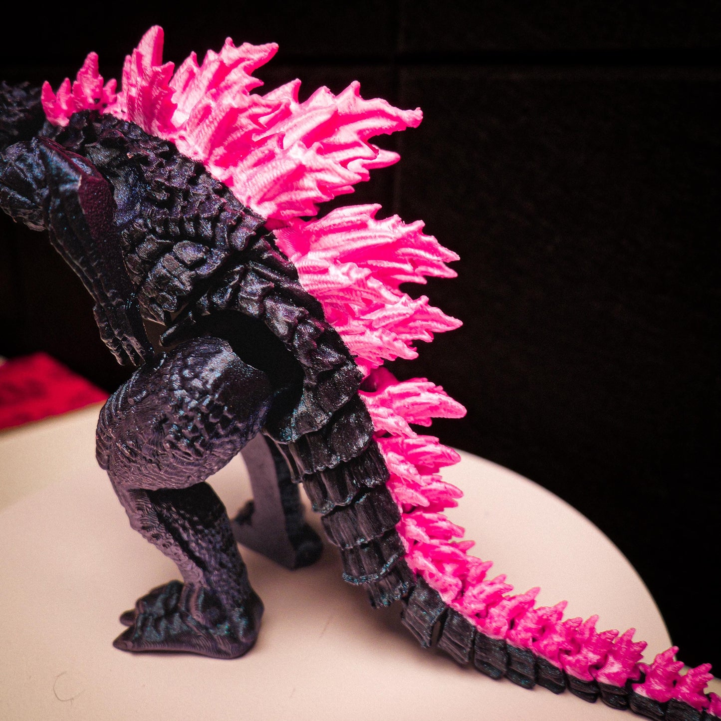 Fully Articulated Godzilla Shiney Atomic Pink Figure 11 Inches! | Poseable Moving Handmade Kaiju Toy Flexible Limbs | Gift for Monster Fans