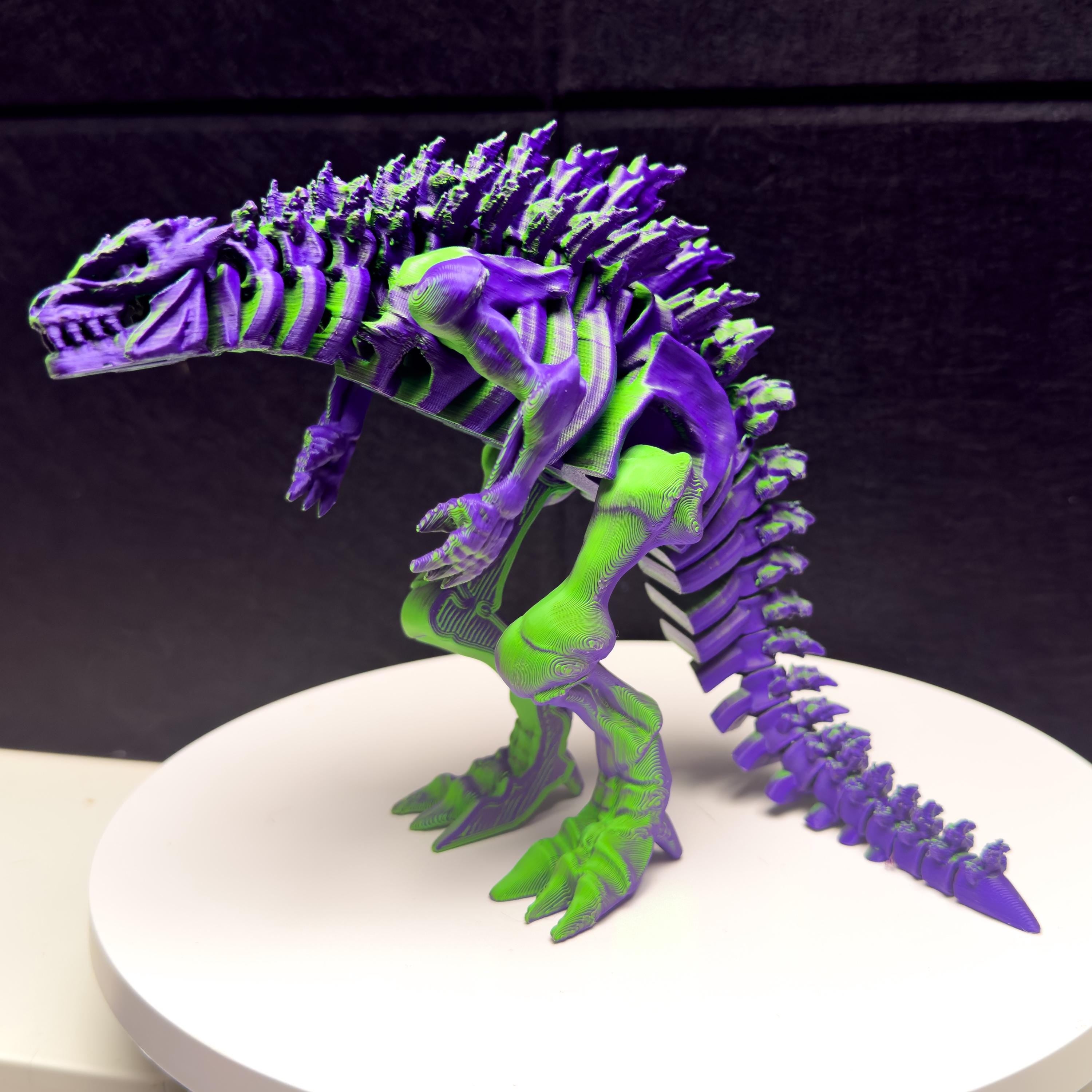 Fully Articulated Skeletonized Kaiju Godzilla 3D Effect Green & Purple Figure