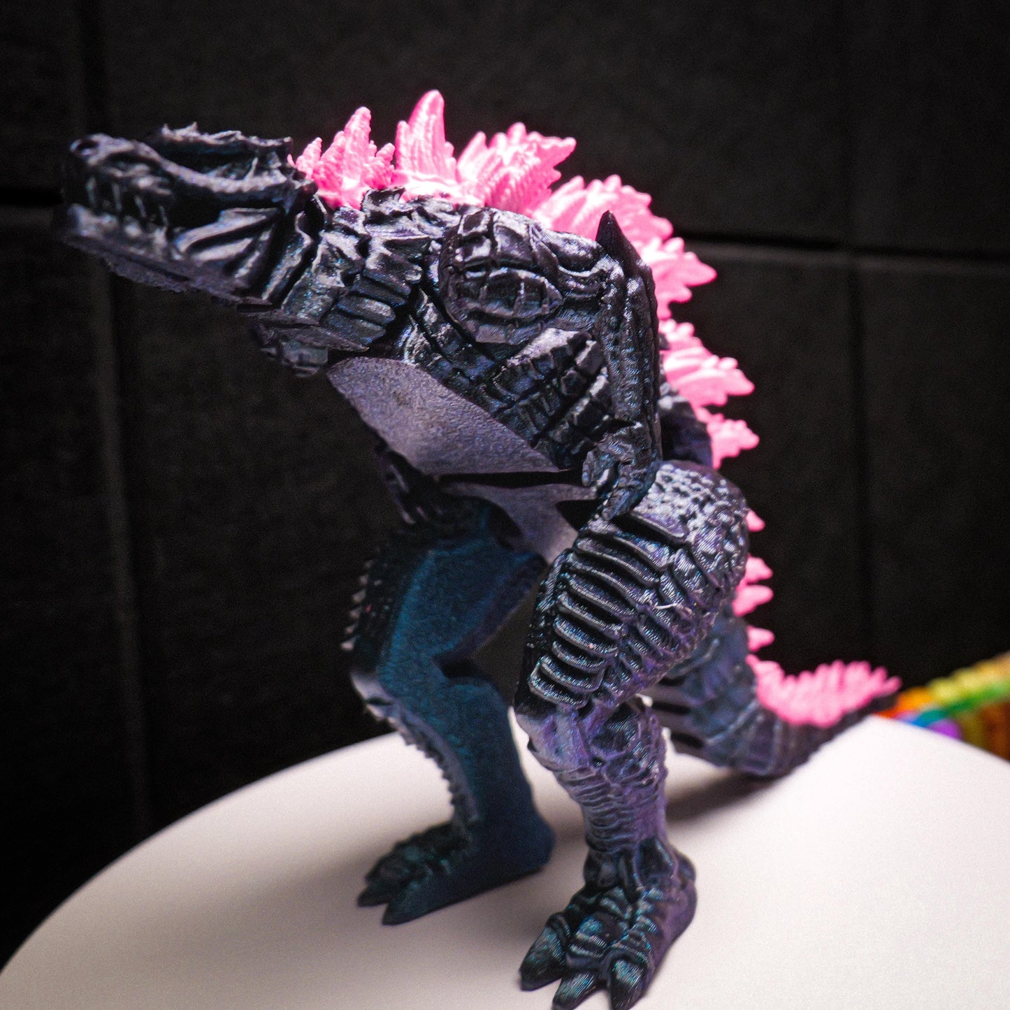 Fully Articulated Godzilla Shiney Atomic Pink Figure 11 Inches! | Poseable Moving Handmade Kaiju Toy Flexible Limbs | Gift for Monster Fans