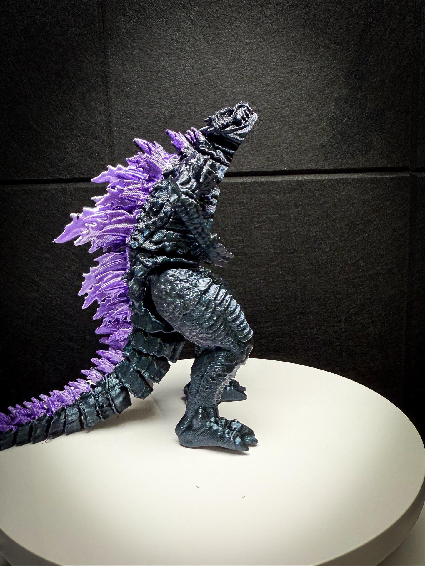 Fully Articulated Godzilla Shiney Dark Purple Figure 11 Inches! | Poseable Moving Handmade Kaiju Toy Flexible Limbs | Gift for Monster Fans