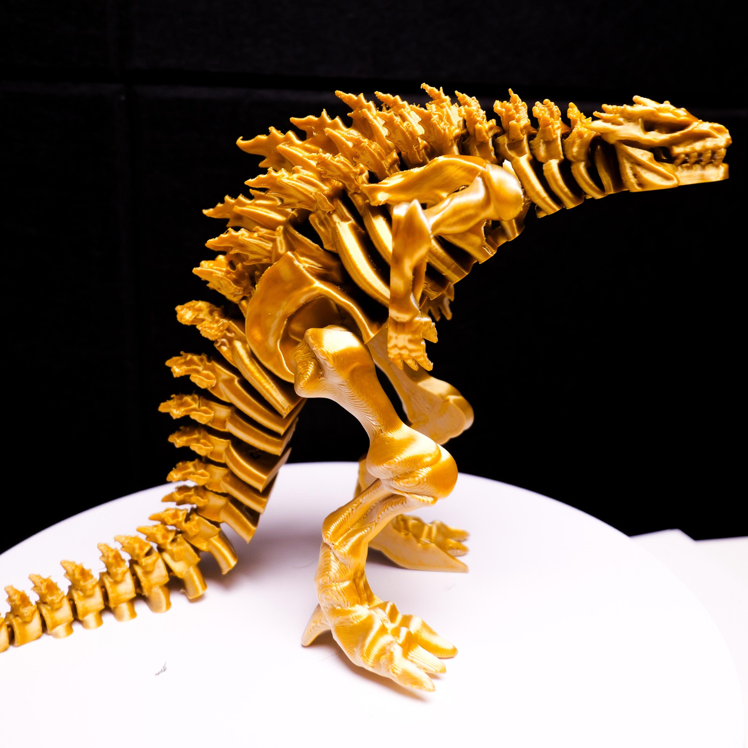 Fully Articulated Skeletonized Silver Gold Godzilla Figure | Poseable Handmade Titan Toy | Skeleton Kaiju | Perfect Gift for Monster Fans