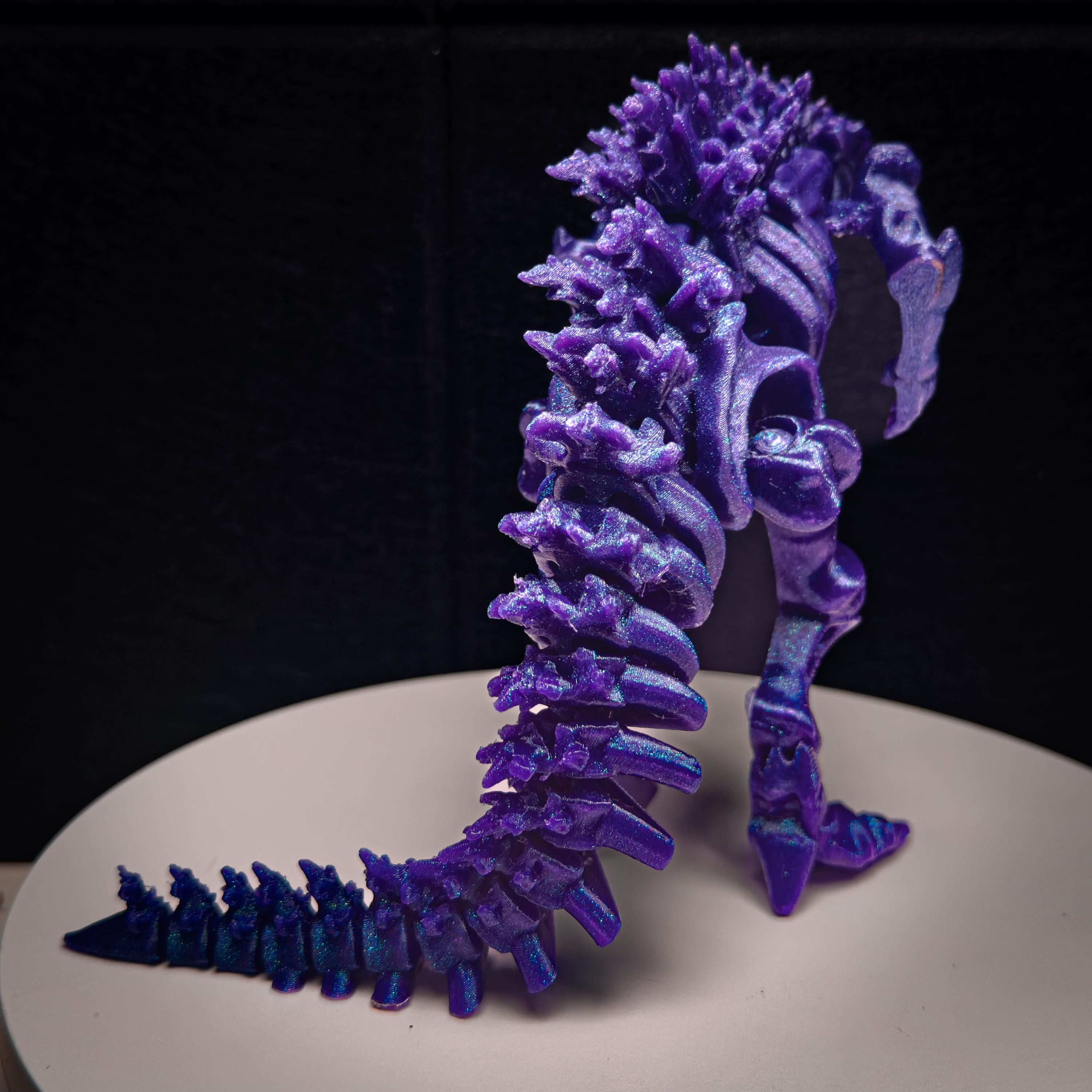 Skeletonized Godzilla Purple Nebula Vibrant Galaxy Figure