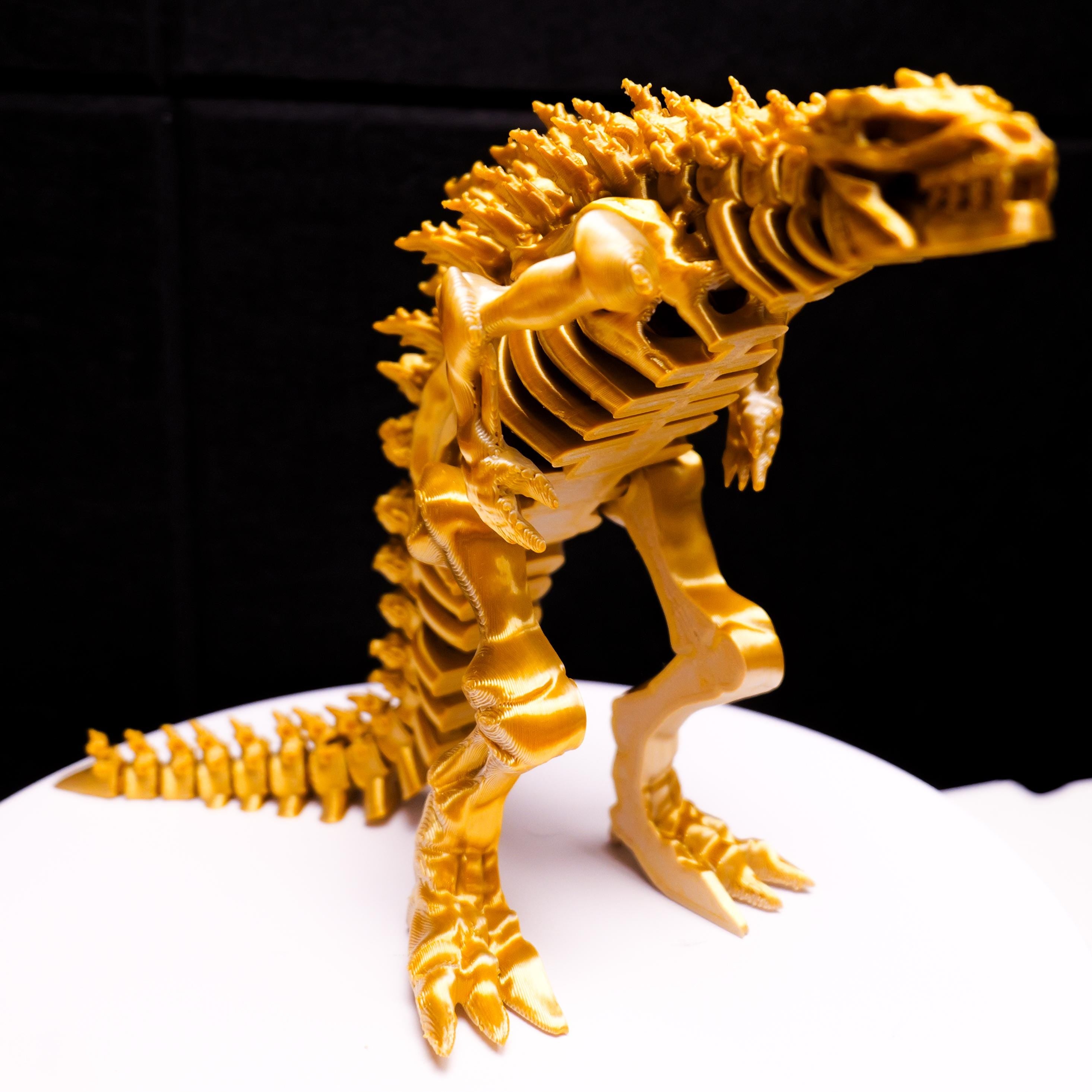 Fully Articulated Skeletonized Silver Gold Godzilla Figure | Poseable Handmade Titan Toy | Skeleton Kaiju | Perfect Gift for Monster Fans