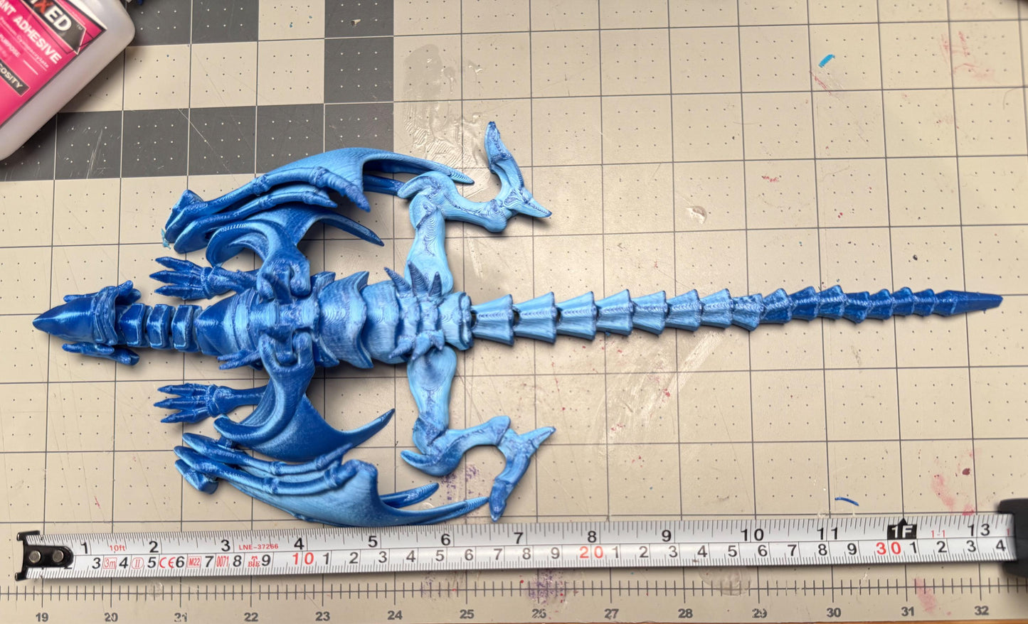 Blue-Eyes White Dragon Fully Articulated Anime Yugioh Figure | Over 12 Inch Posable Handmade Kaiju Toy Flexible Limbs | Gift for Monster Fan