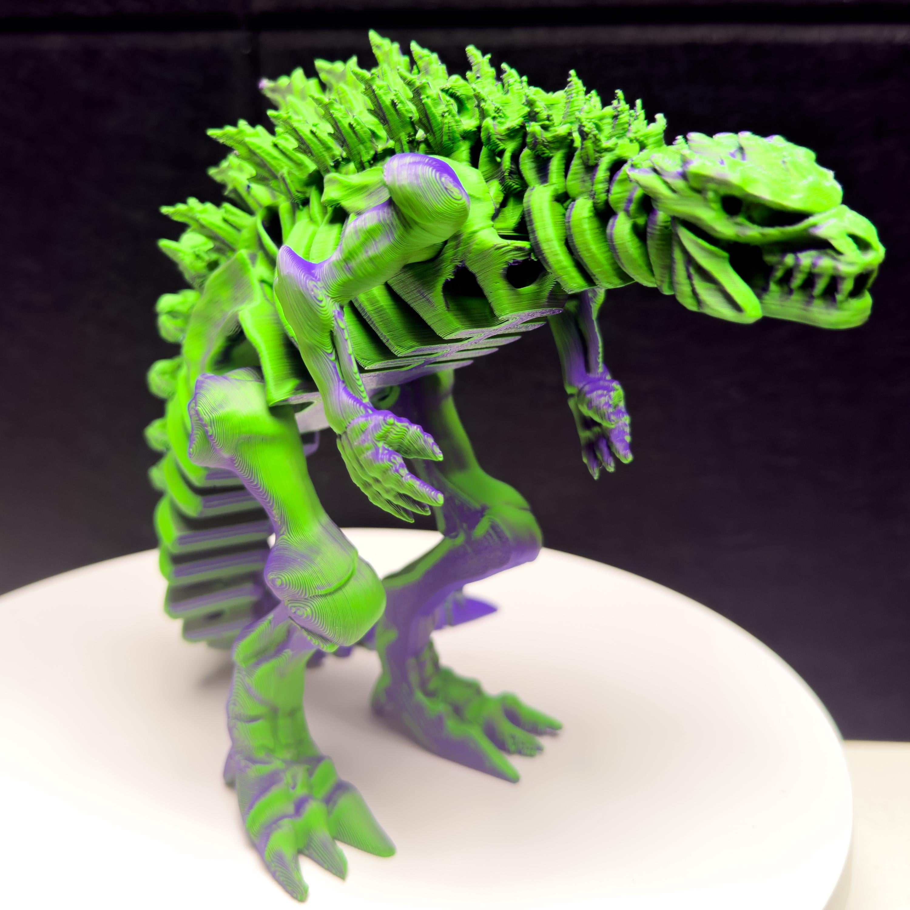 Fully Articulated Skeletonized Kaiju Godzilla 3D Effect Green & Purple Figure