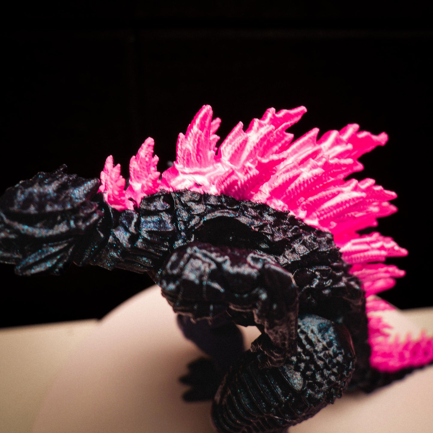 Fully Articulated Godzilla Shiney Atomic Pink Figure 11 Inches! | Poseable Moving Handmade Kaiju Toy Flexible Limbs | Gift for Monster Fans