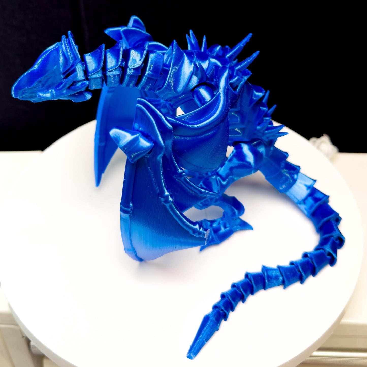 Blue-Eyes White Dragon Fully Articulated Anime Yugioh Figure | Over 12 Inch Posable Handmade Kaiju Toy Flexible Limbs | Gift for Monster Fan