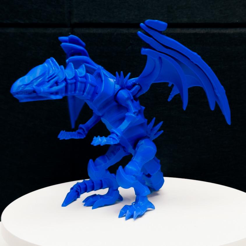 Blue-Eyes White Dragon Fully Articulated Anime Yugioh Figure Matte Blue Over 12 Inch Posable Handmade Kaiju Toy Flexible Limbs Gift Monster