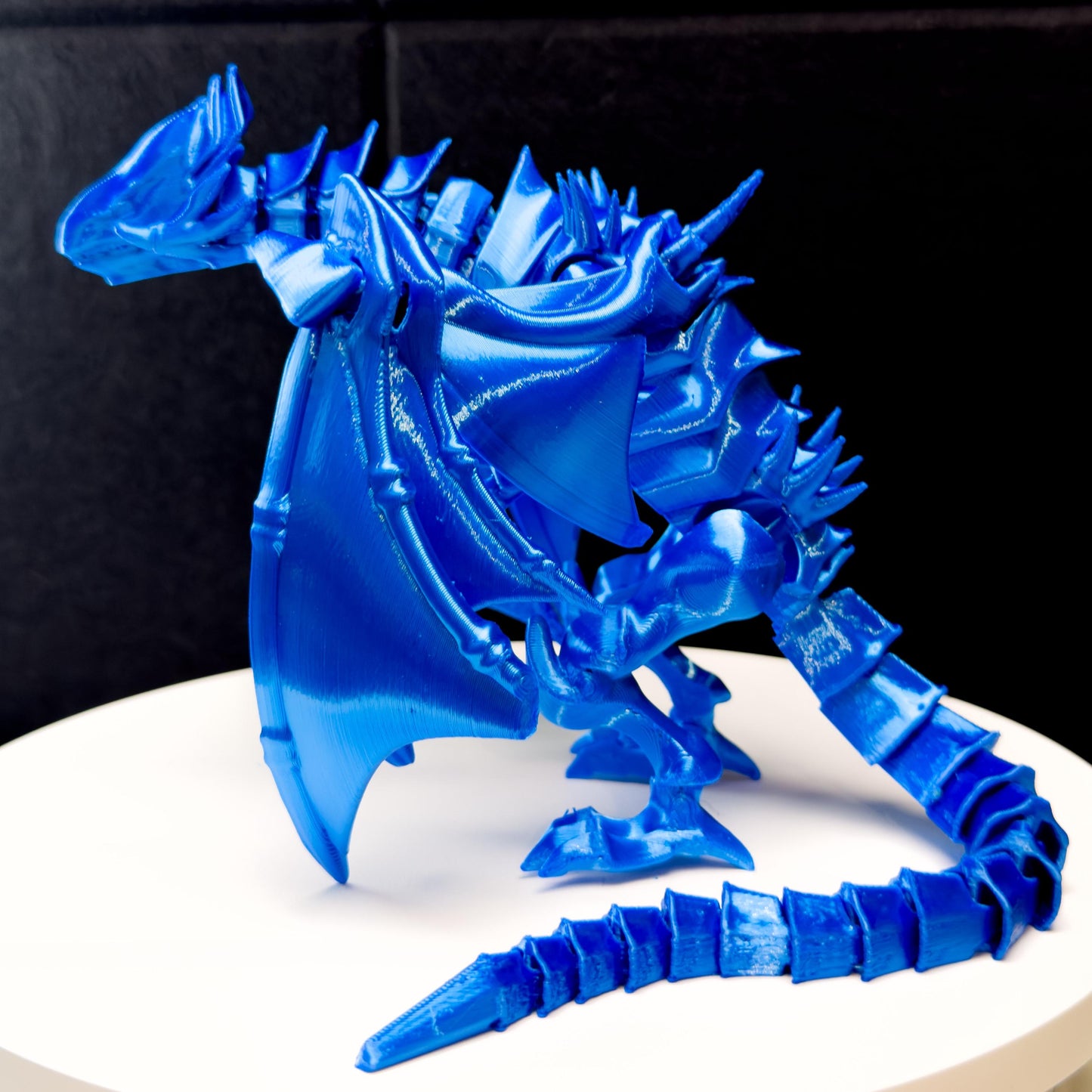 Blue-Eyes White Dragon Fully Articulated Anime Yugioh Figure | Over 12 Inch Posable Handmade Kaiju Toy Flexible Limbs | Gift for Monster Fan
