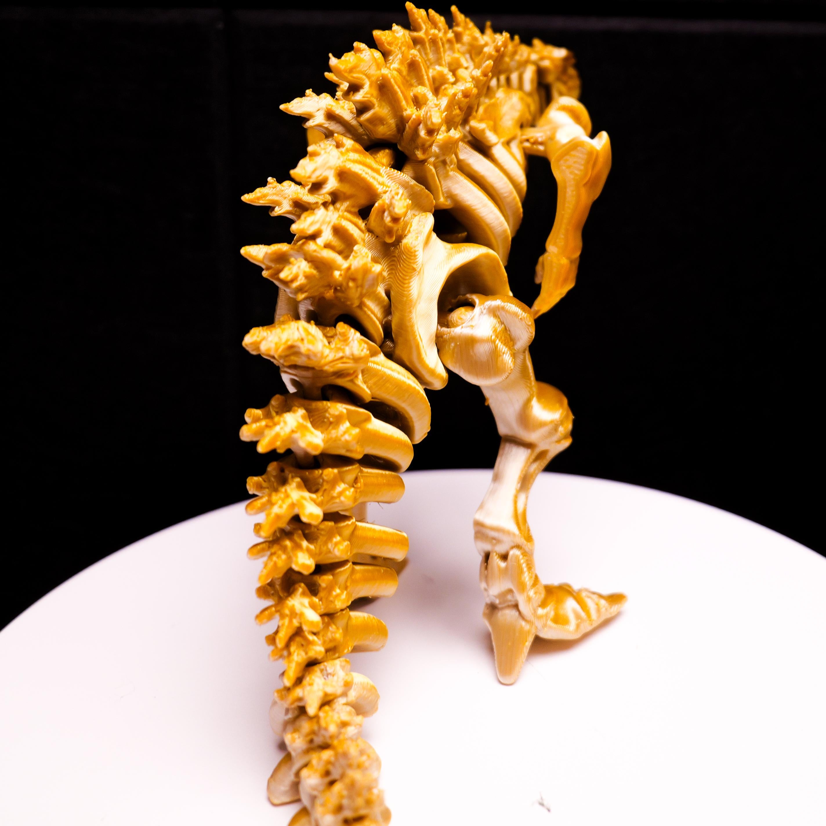 Fully Articulated Skeletonized Silver Gold Godzilla Figure | Poseable Handmade Titan Toy | Skeleton Kaiju | Perfect Gift for Monster Fans