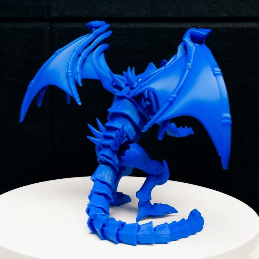Blue-Eyes White Dragon Fully Articulated Anime Yugioh Figure Matte Blue Over 12 Inch Posable Handmade Kaiju Toy Flexible Limbs Gift Monster