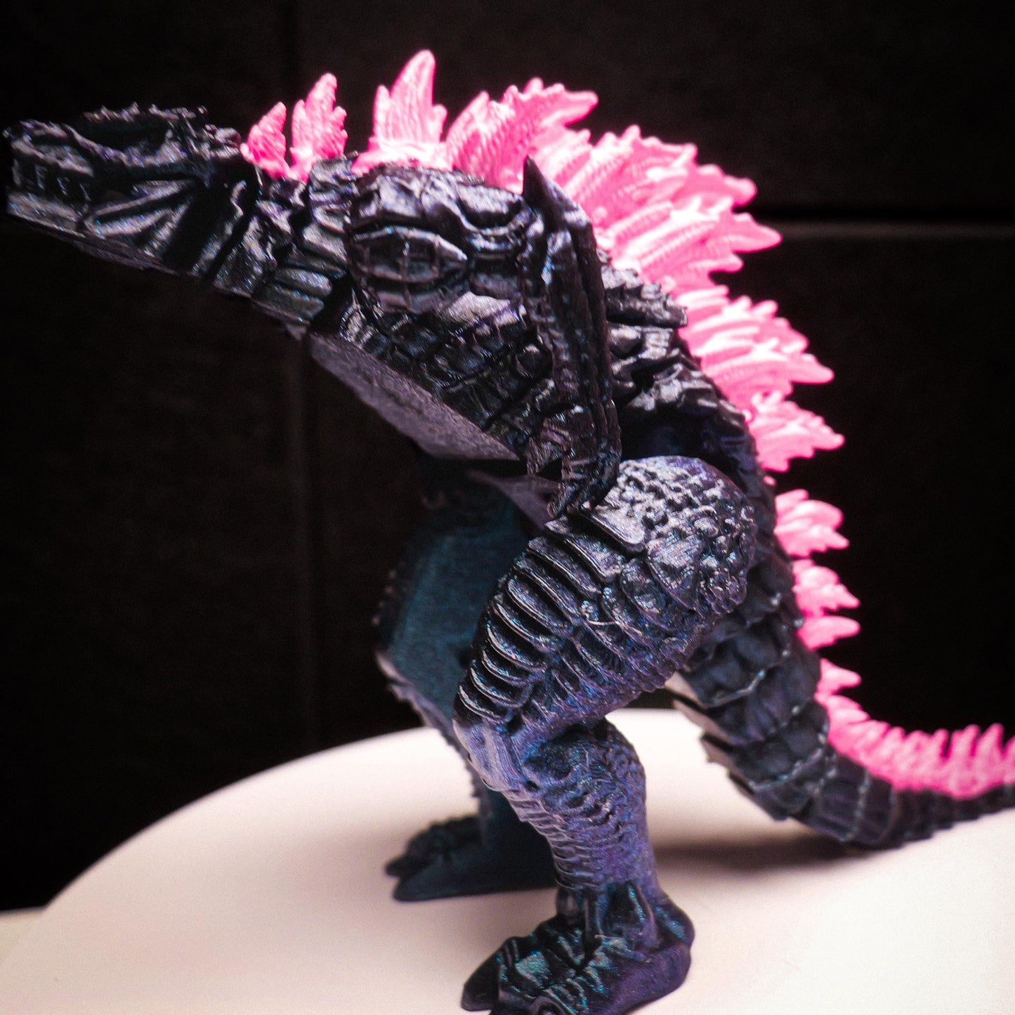 Fully Articulated Godzilla Shiney Atomic Pink Figure 11 Inches! | Poseable Moving Handmade Kaiju Toy Flexible Limbs | Gift for Monster Fans