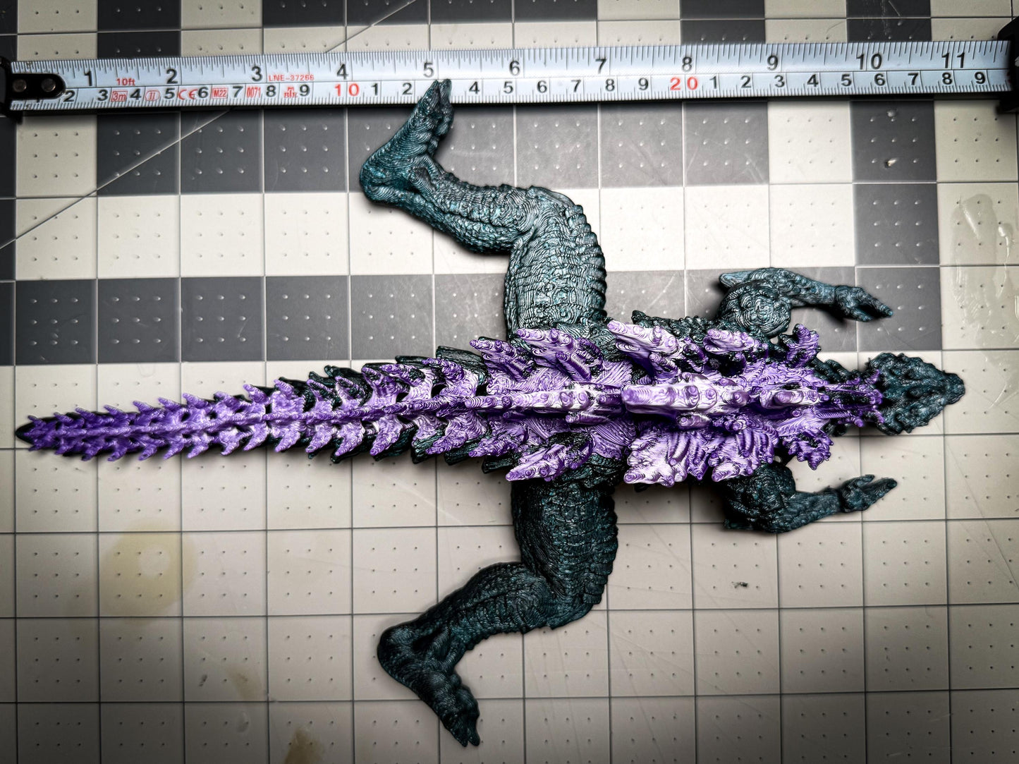 Fully Articulated Godzilla Shiney Atomic Pink Figure 11 Inches! | Poseable Moving Handmade Kaiju Toy Flexible Limbs | Gift for Monster Fans