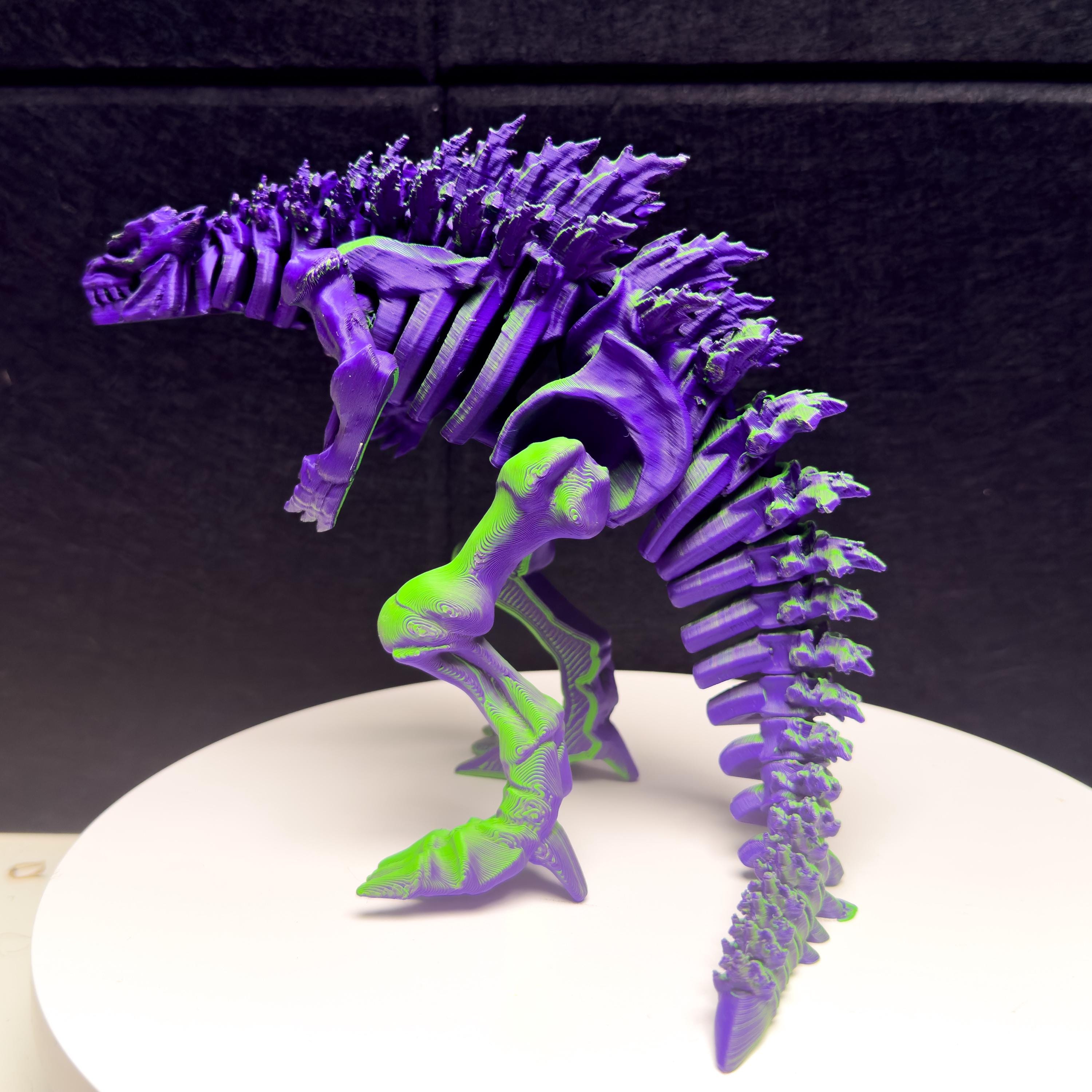 Fully Articulated Skeletonized Kaiju Godzilla 3D Effect Green & Purple Figure