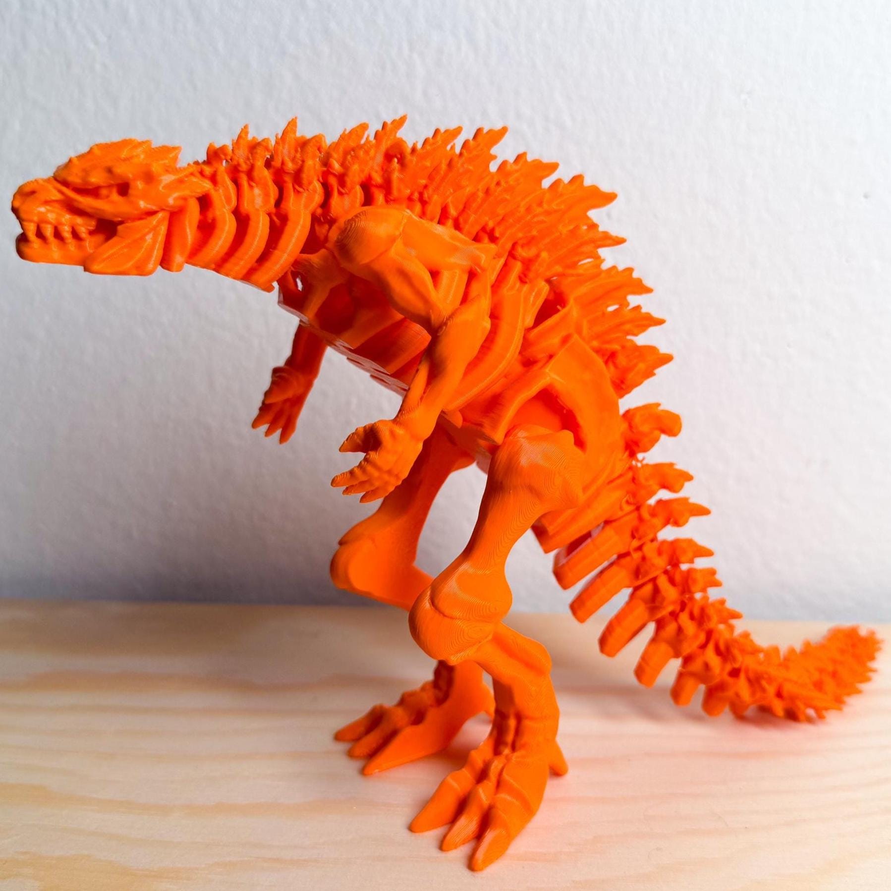 Bright Orange Fully Articulated Skeletonized Godzilla Figure Bone Fossil Kaiju