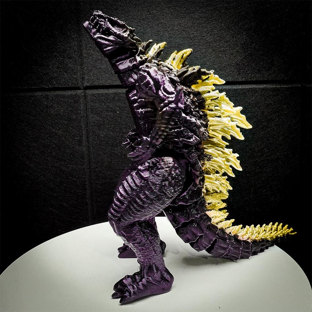 Fully Articulated Godzilla Figure Powered Gold Posable Kaiju Toy