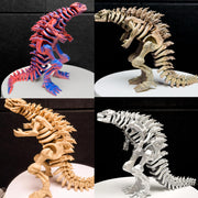 Fully Articulated Skeletonized Godzilla Figure Bone, Fossil, Chrome, 3D Toy