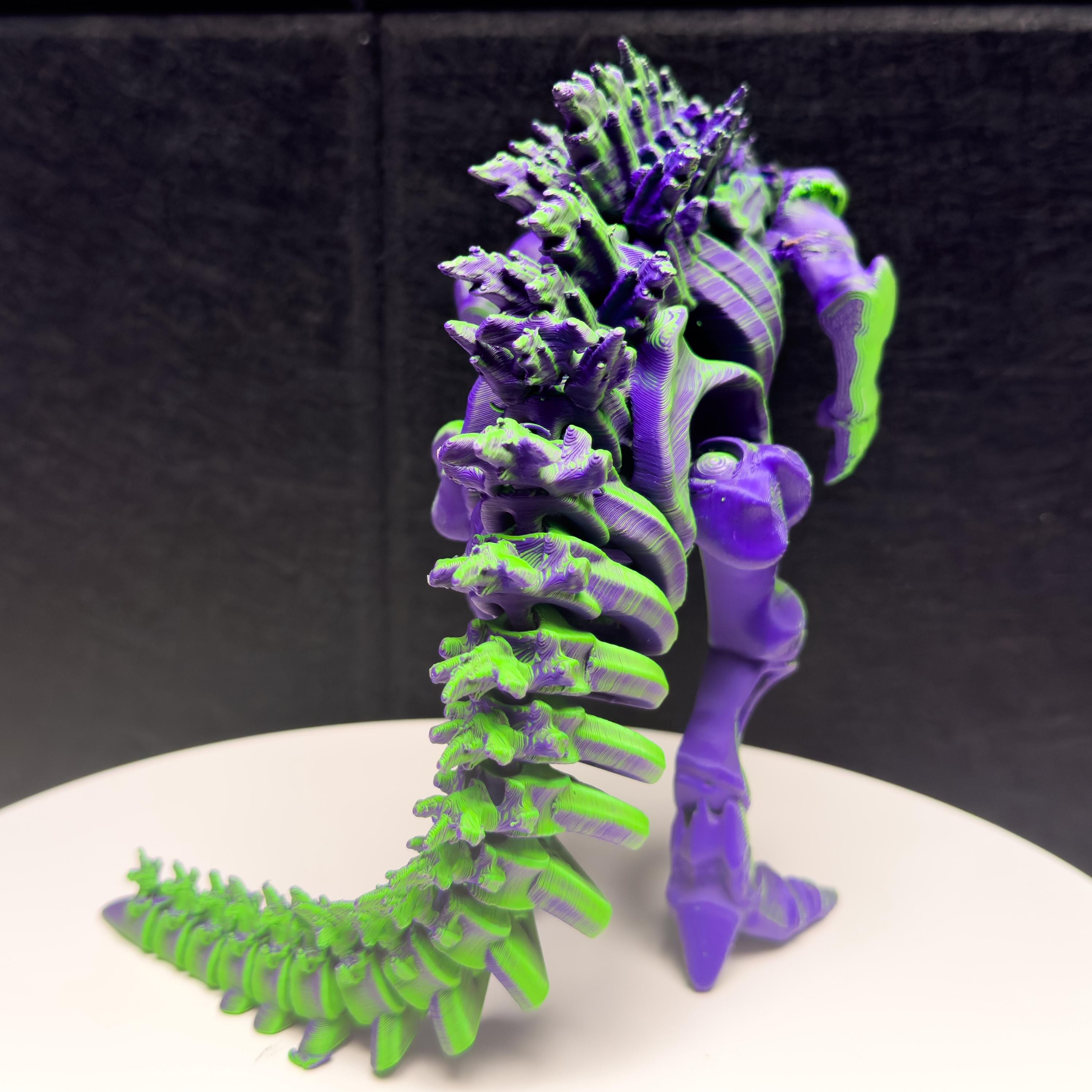 Fully Articulated Skeletonized Kaiju Godzilla 3D Effect Green & Purple Figure