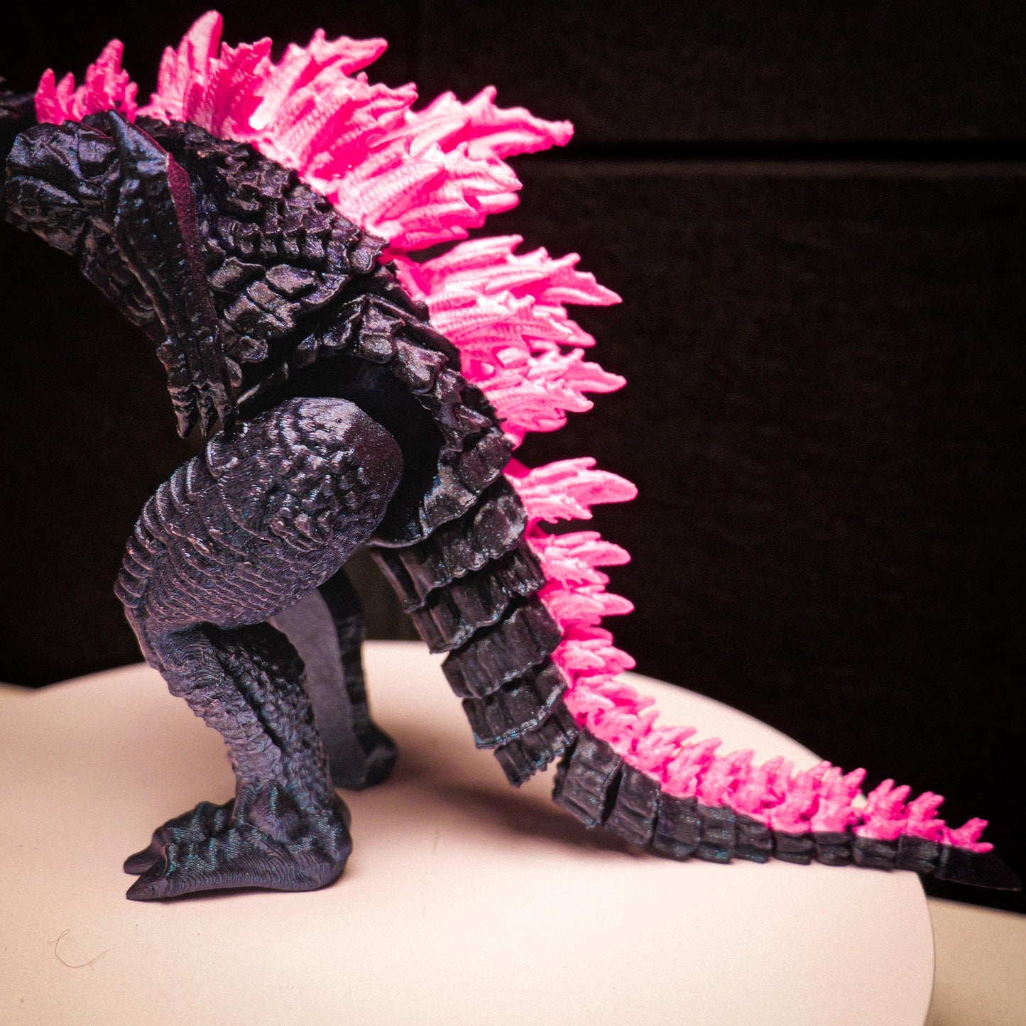 Fully Articulated Godzilla Shiney Atomic Pink Figure 11 Inches! | Poseable Moving Handmade Kaiju Toy Flexible Limbs | Gift for Monster Fans
