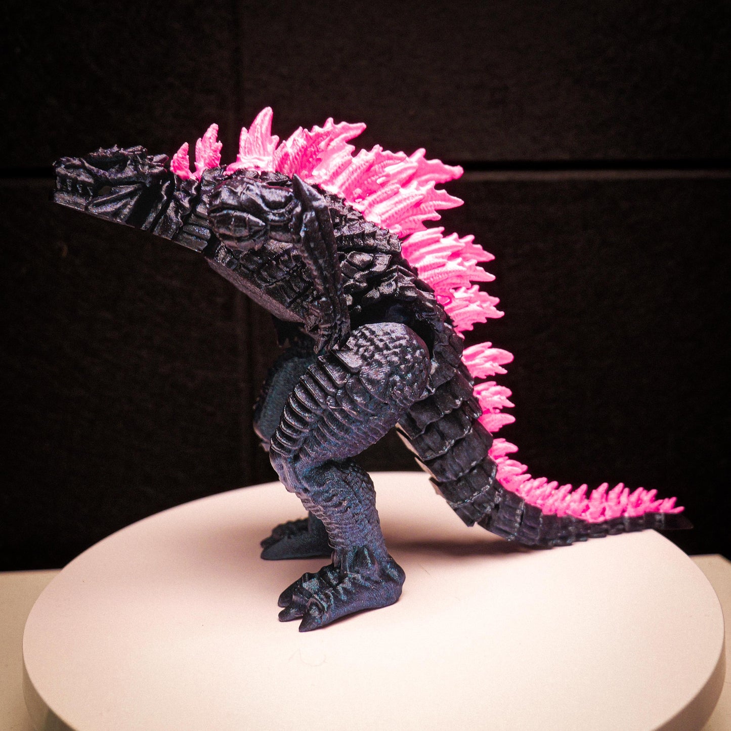 Fully Articulated Godzilla Shiney Atomic Pink Figure 11 Inches! | Poseable Moving Handmade Kaiju Toy Flexible Limbs | Gift for Monster Fans