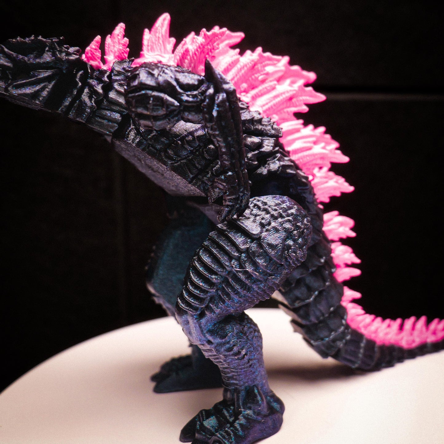 Fully Articulated Godzilla Shiney Atomic Pink Figure 11 Inches! | Poseable Moving Handmade Kaiju Toy Flexible Limbs | Gift for Monster Fans