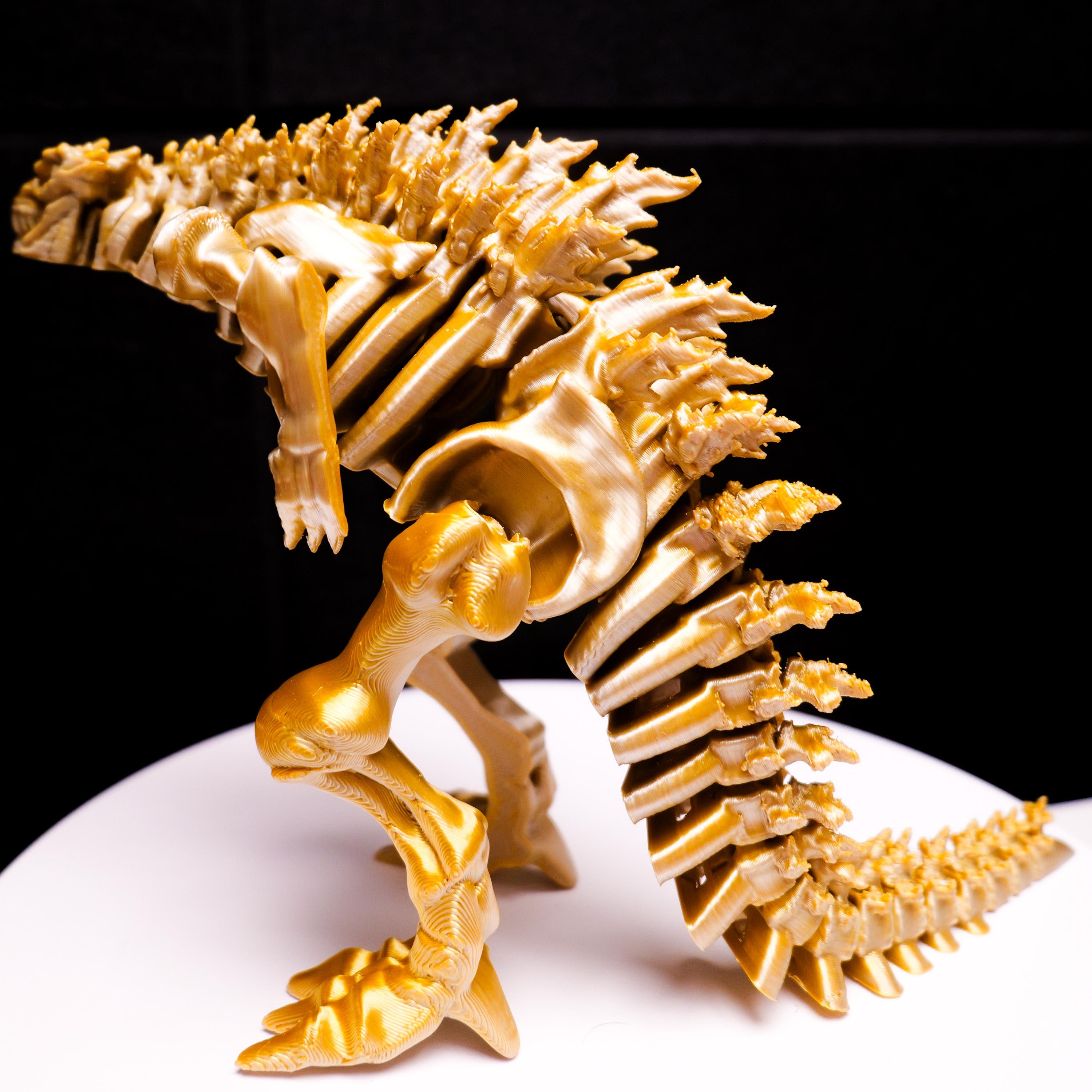 Fully Articulated Skeletonized Silver Gold Godzilla Figure | Poseable Handmade Titan Toy | Skeleton Kaiju | Perfect Gift for Monster Fans