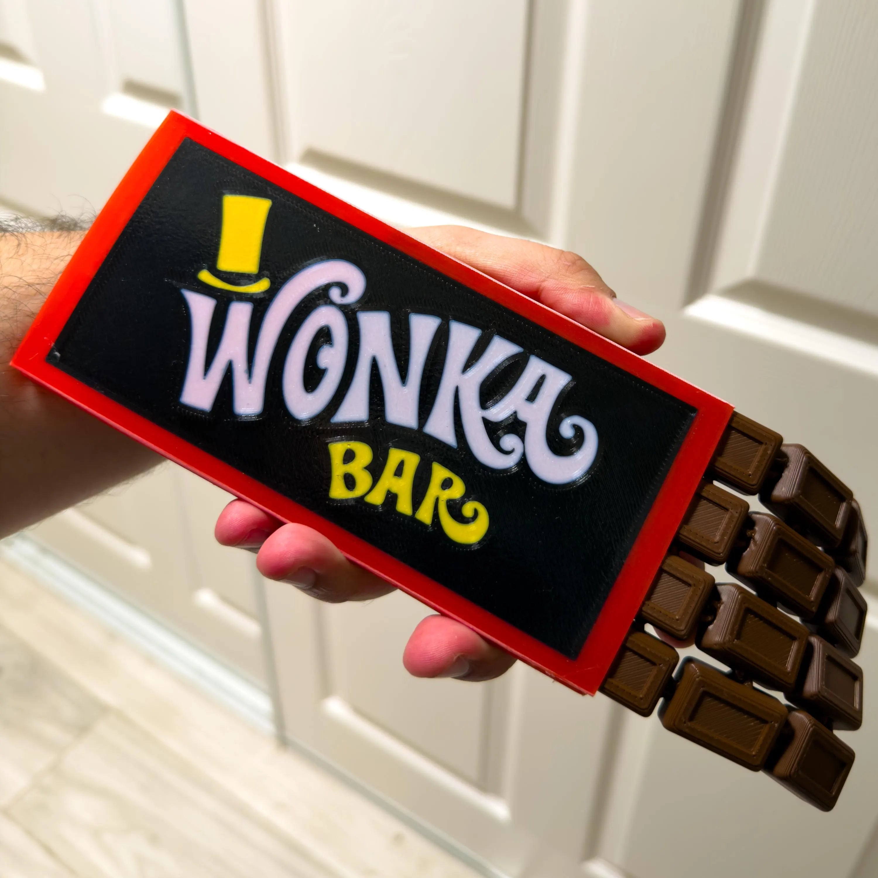 Willy Wonka Bar Fidget Toy – 3D Printed Articulated Chocolate Bar | Sensory Desk Toy, Stress Relief Gift, Fake Candy, Collectible Gag Gift
