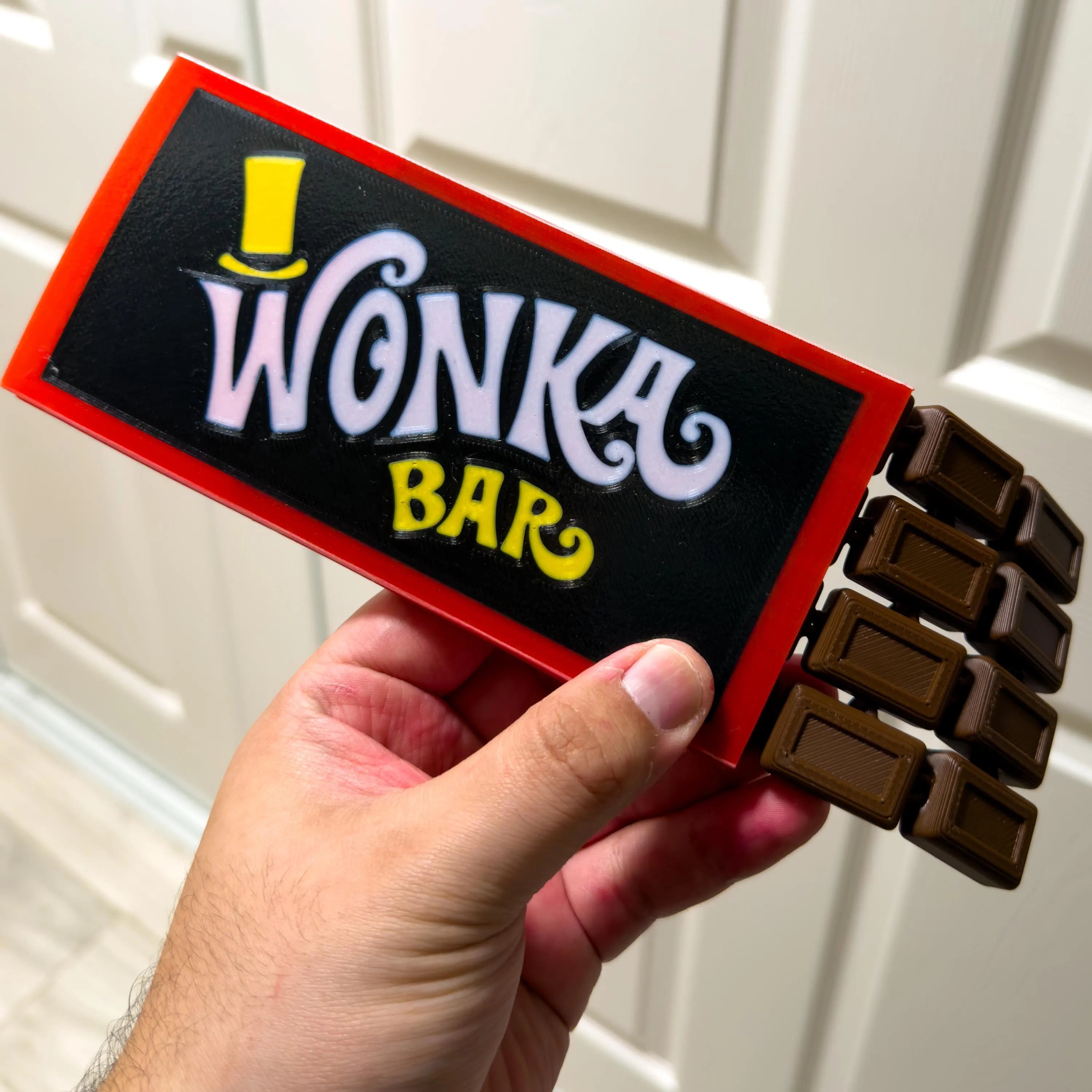 Willy Wonka Bar Fidget Toy – 3D Printed Articulated Chocolate Bar | Sensory Desk Toy, Stress Relief Gift, Fake Candy, Collectible Gag Gift