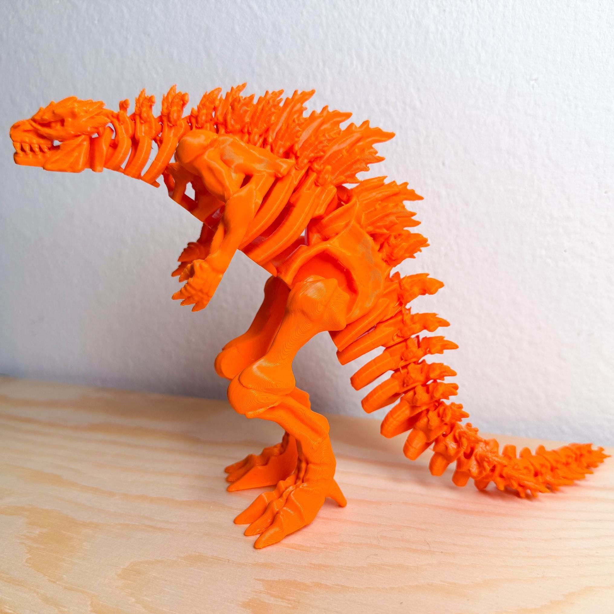 Bright Orange Fully Articulated Skeletonized Godzilla Figure Bone Fossil Kaiju