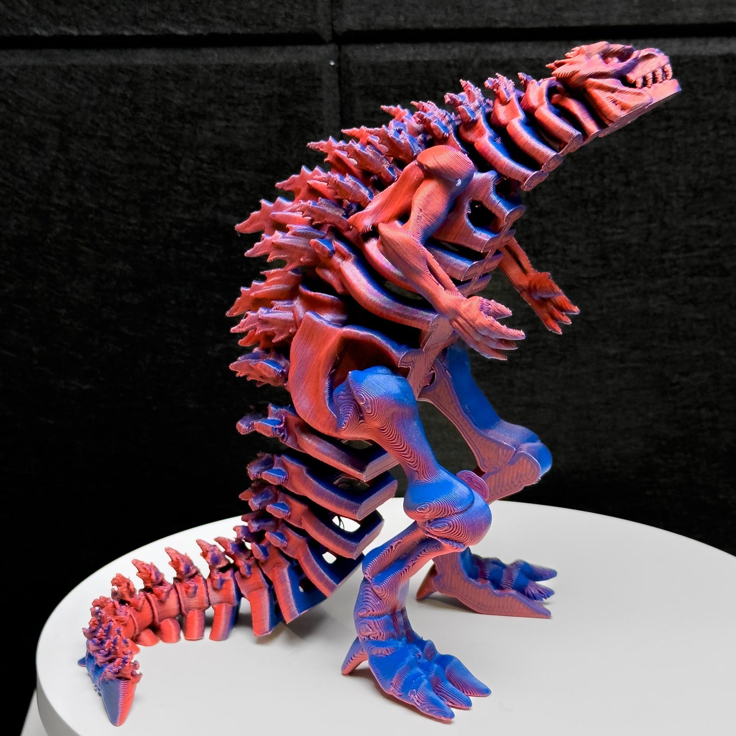 Fully Articulated Skeletonized Godzilla 3D Effect Red & Blue Figure | Poseable Moving Handmade Titan Toy | Skeleton Kaiju | Perfect Gift