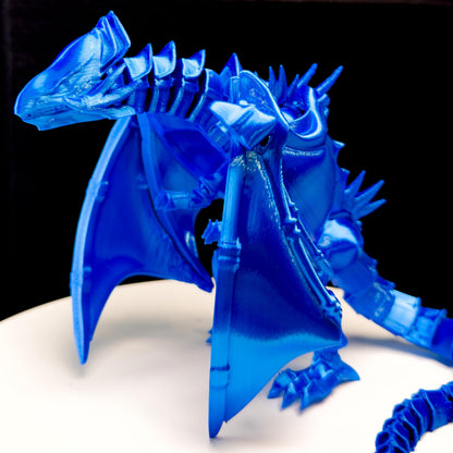 Blue-Eyes White Dragon Fully Articulated Anime Yugioh Figure | Over 12 Inch Posable Handmade Kaiju Toy Flexible Limbs | Gift for Monster Fan