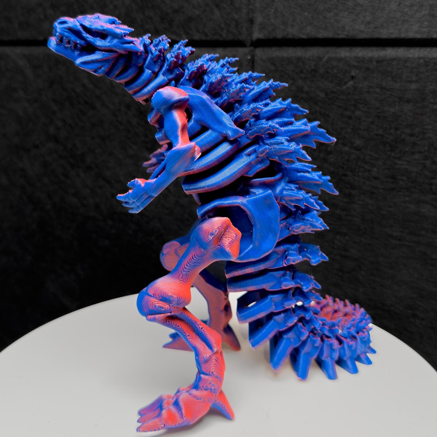 Fully Articulated Skeletonized Godzilla 3D Effect Red & Blue Figure | Poseable Moving Handmade Titan Toy | Skeleton Kaiju | Perfect Gift