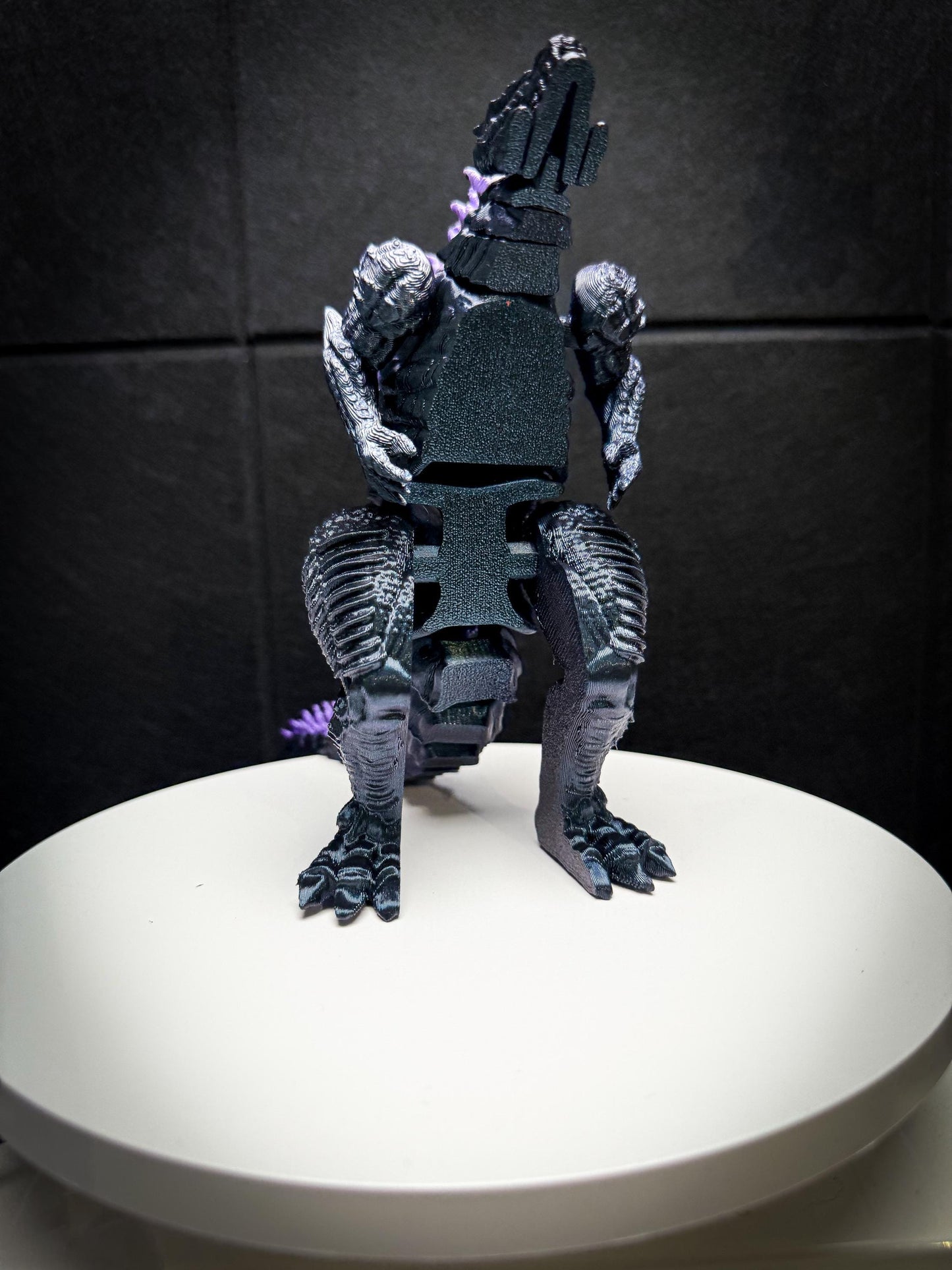 Fully Articulated Godzilla Shiney Dark Purple Figure 11 Inches! | Poseable Moving Handmade Kaiju Toy Flexible Limbs | Gift for Monster Fans