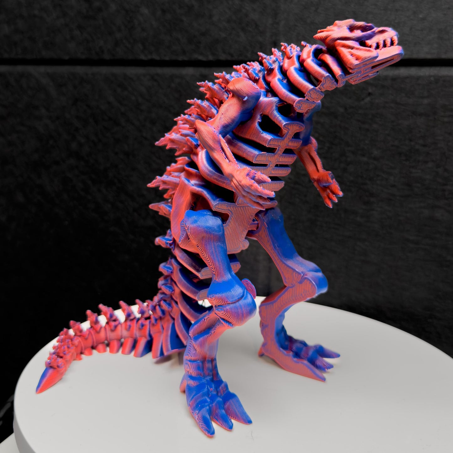 Fully Articulated Skeletonized Godzilla 3D Effect Red & Blue Figure | Poseable Moving Handmade Titan Toy | Skeleton Kaiju | Perfect Gift