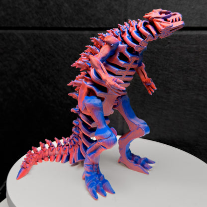 Fully Articulated Skeletonized Godzilla 3D Effect Red & Blue Figure | Poseable Moving Handmade Titan Toy | Skeleton Kaiju | Perfect Gift