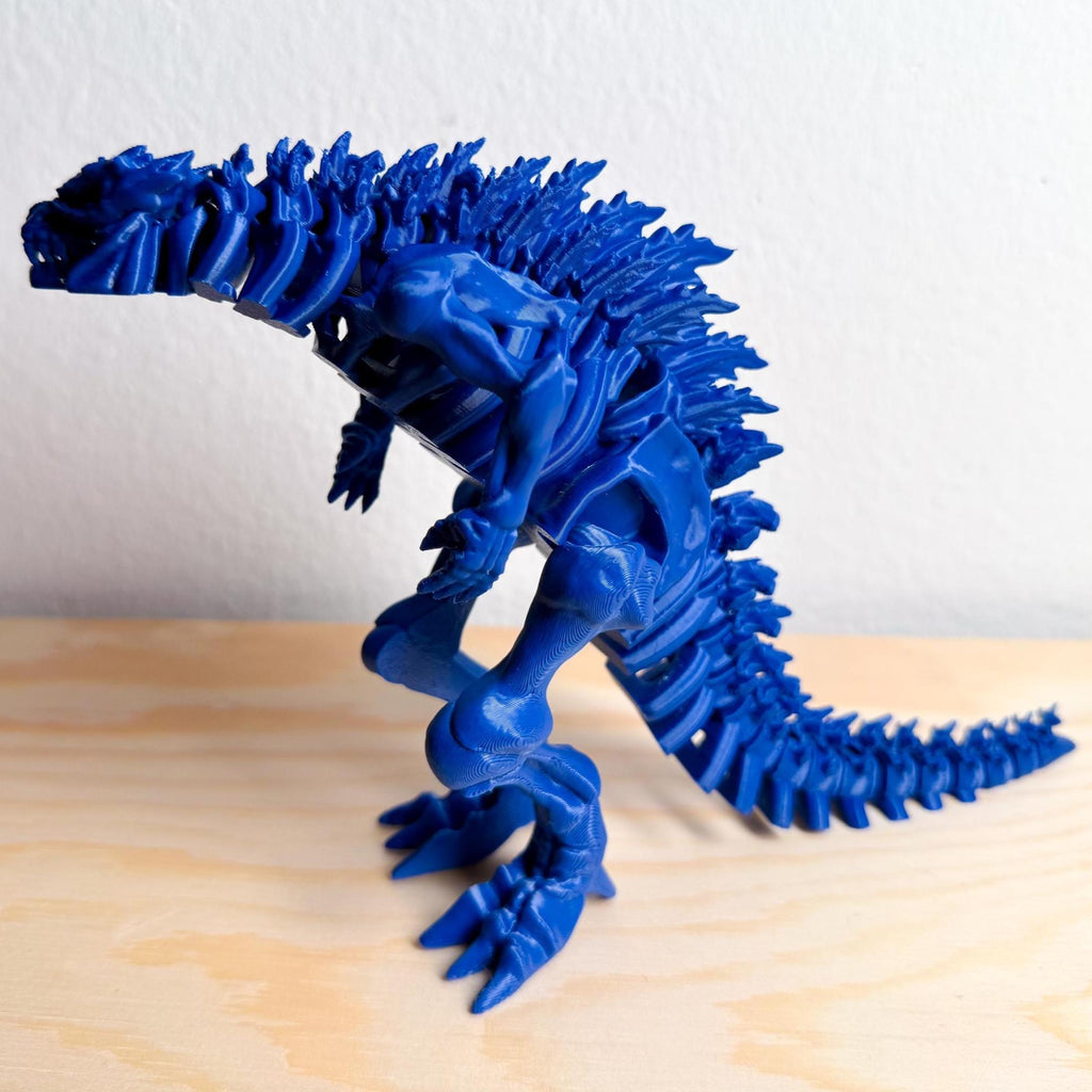 Royal Blue Fully Articulated Skeletonized Godzilla Figure Bone Fossil Posable Toy