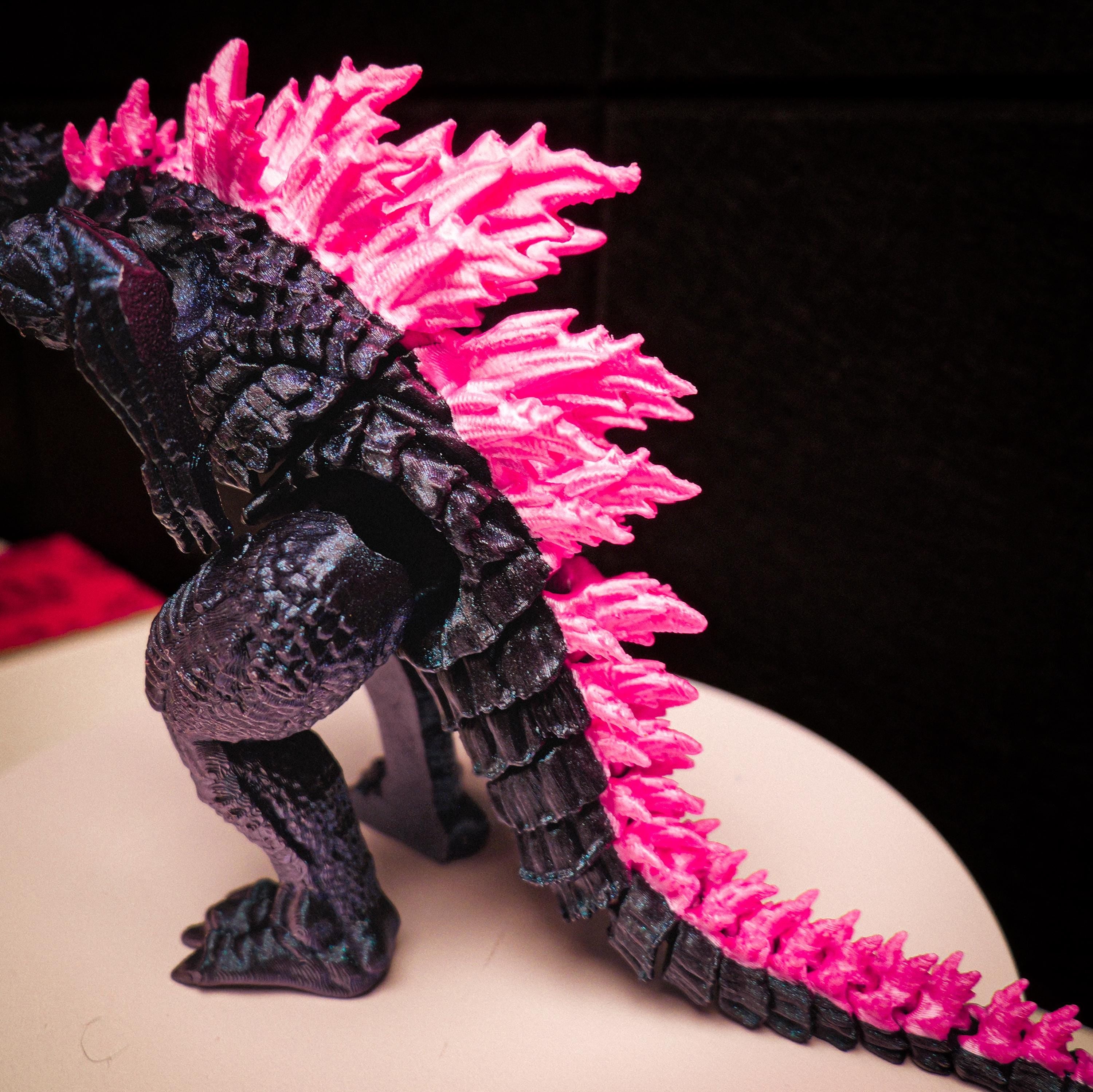 Godzilla Atomic Pink Figure Poseable Moving Handmade Kaiju Toy