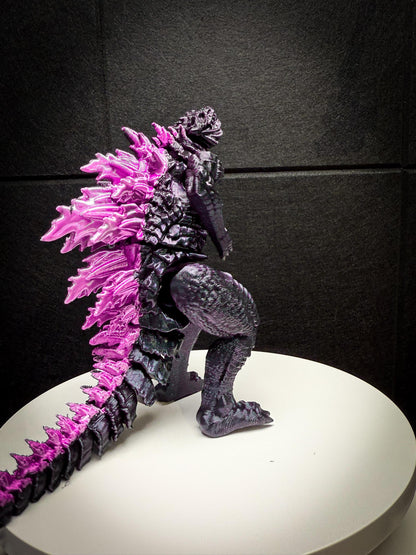 Fully Articulated Godzilla Figure Powered Shiny Pink 11 Inches! Posable Moving Handmade Kaiju Toy | Flexible Limbs | Gift for Monster Fans