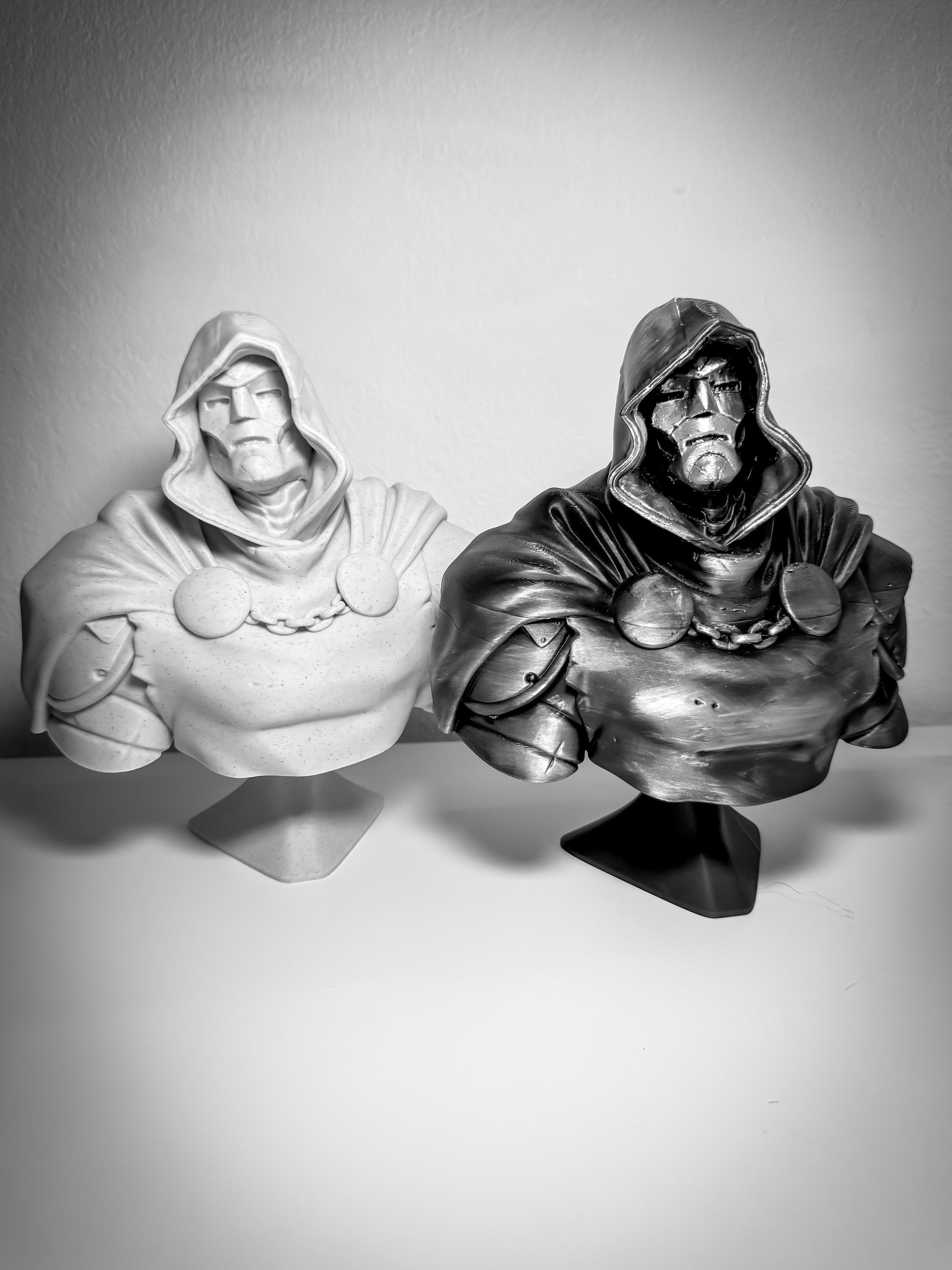 Dr. Doom Bust Statue Marble Stone & Antique Silver Finish