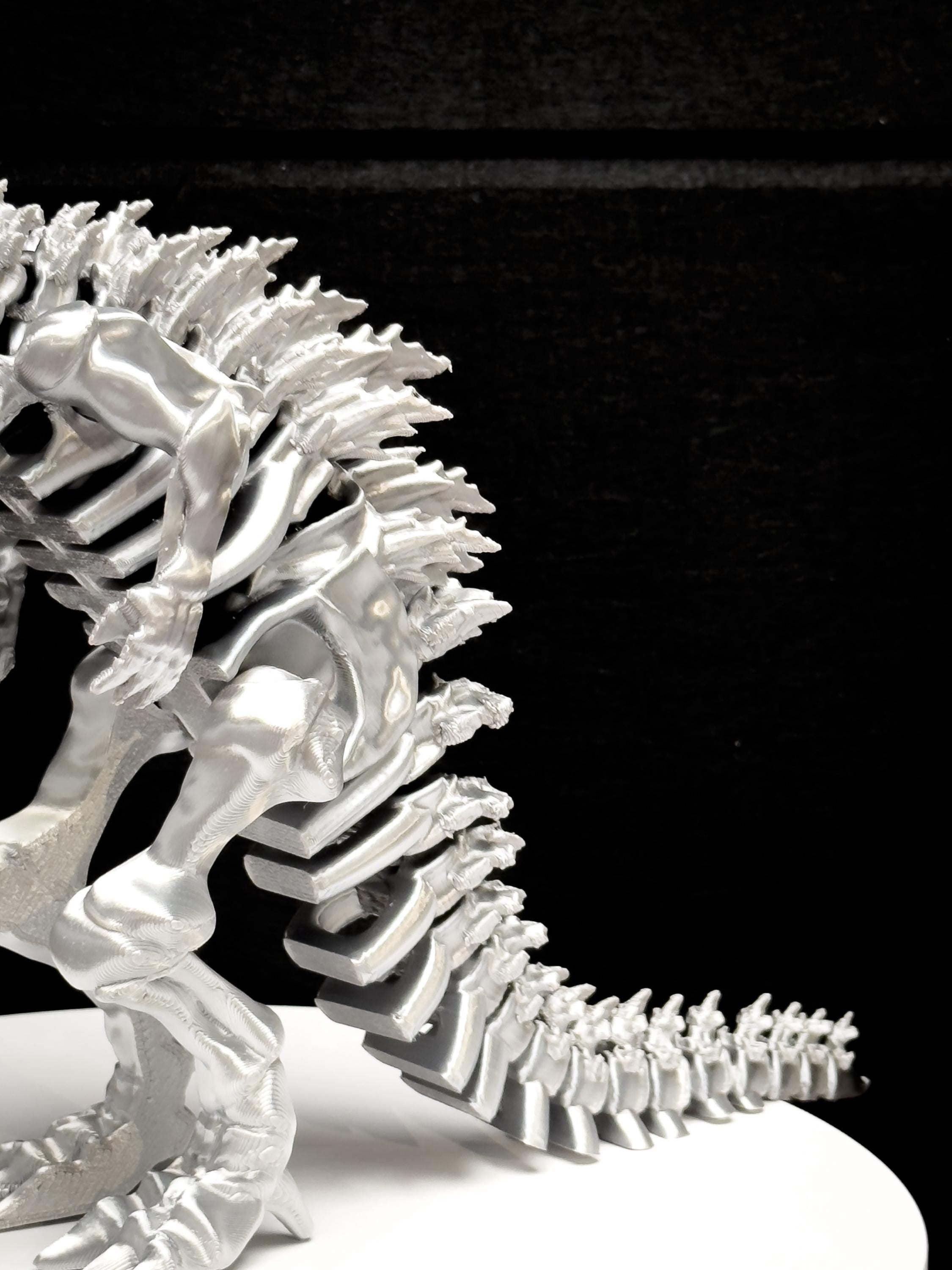 Fully Articulated Chrome Metal Skeletonized Godzilla Figure Poseable Handmade Titan Toy Kaiju