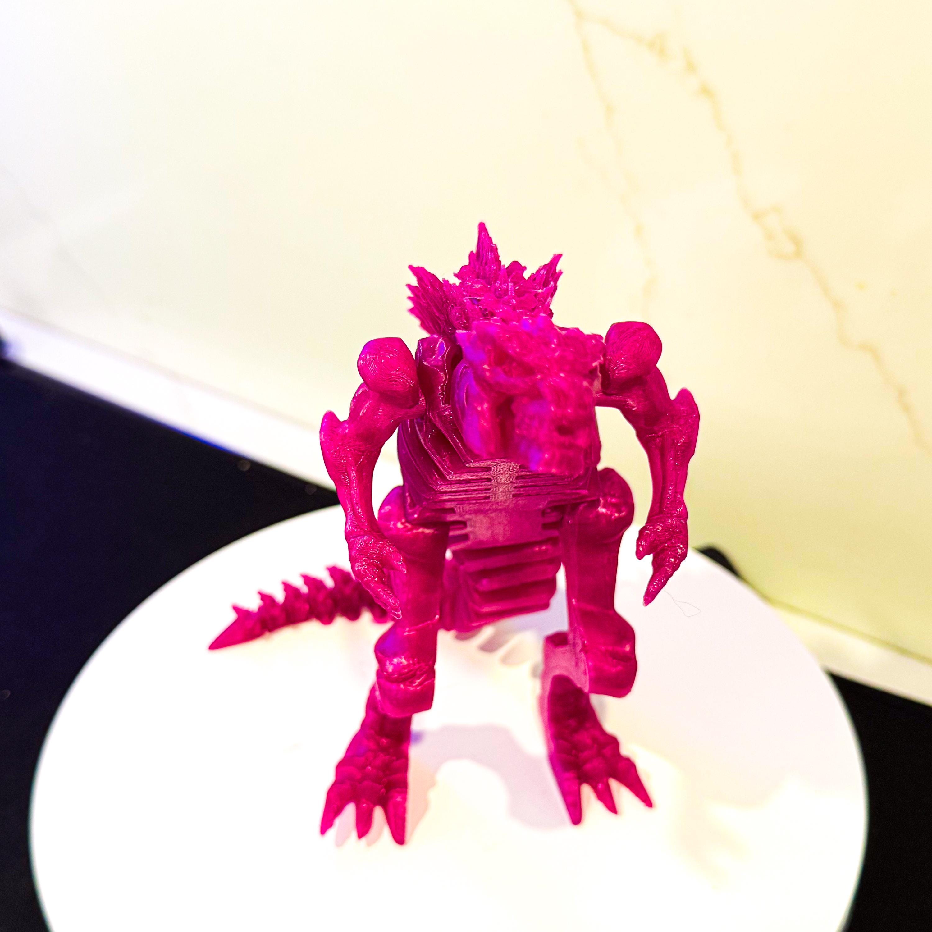 Fully Articulated Skeletonized Godzilla Amethyst Purple Vibrant Figure Skeleton Kaiju Monster
