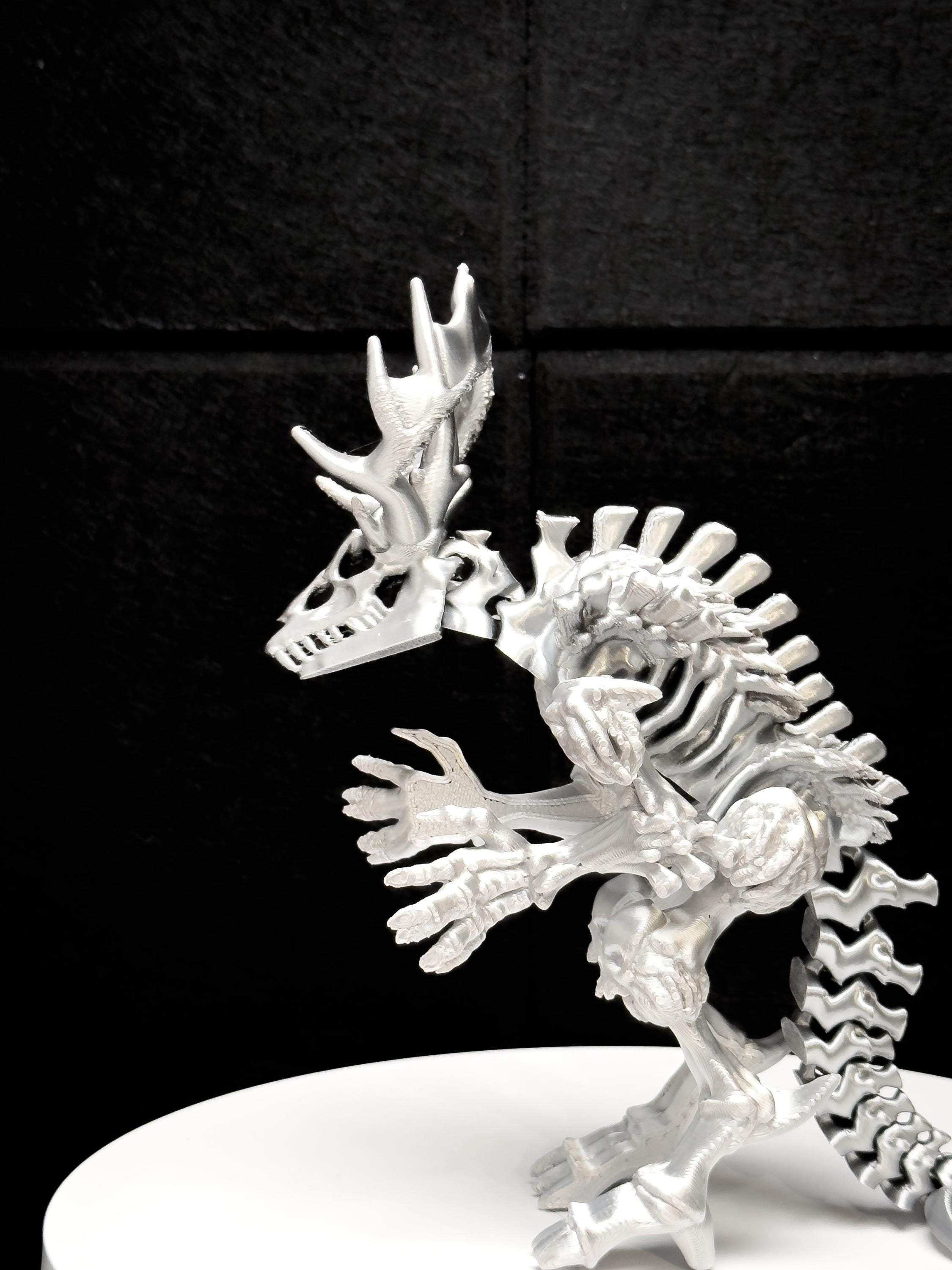 Fully Articulated Skeletonized Wendigo Figure | Posable Chrome Handmade Horror Bones Toy | Unique Mythical Creature Collectible for Fans