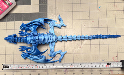 Blue-Eyes White Dragon Fully Articulated Anime Yugioh Figure | Over 12 Inch Posable Handmade Kaiju Toy Flexible Limbs | Gift for Monster Fan