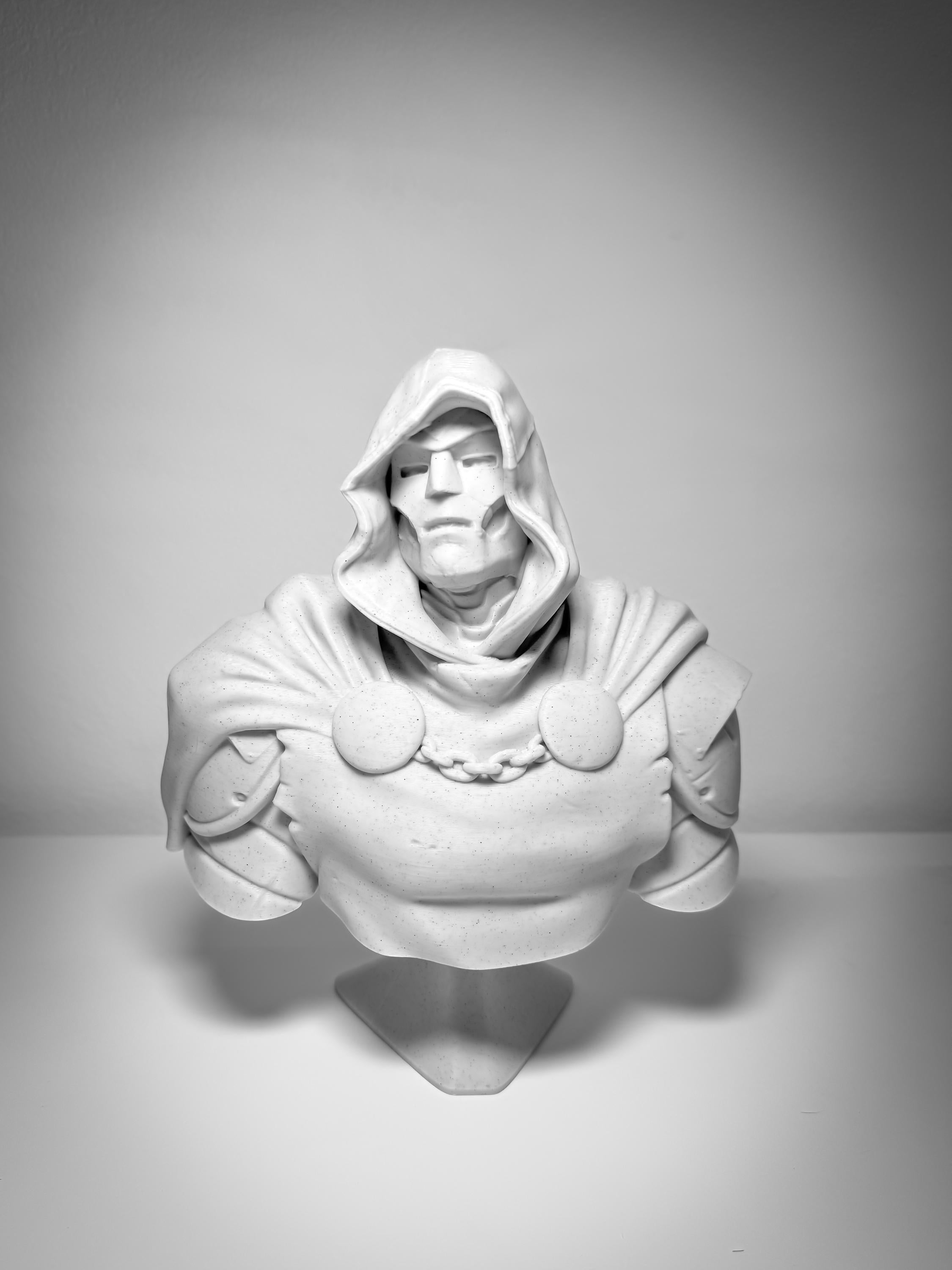 Dr. Doom Bust Statue Marble Stone & Antique Silver Finish