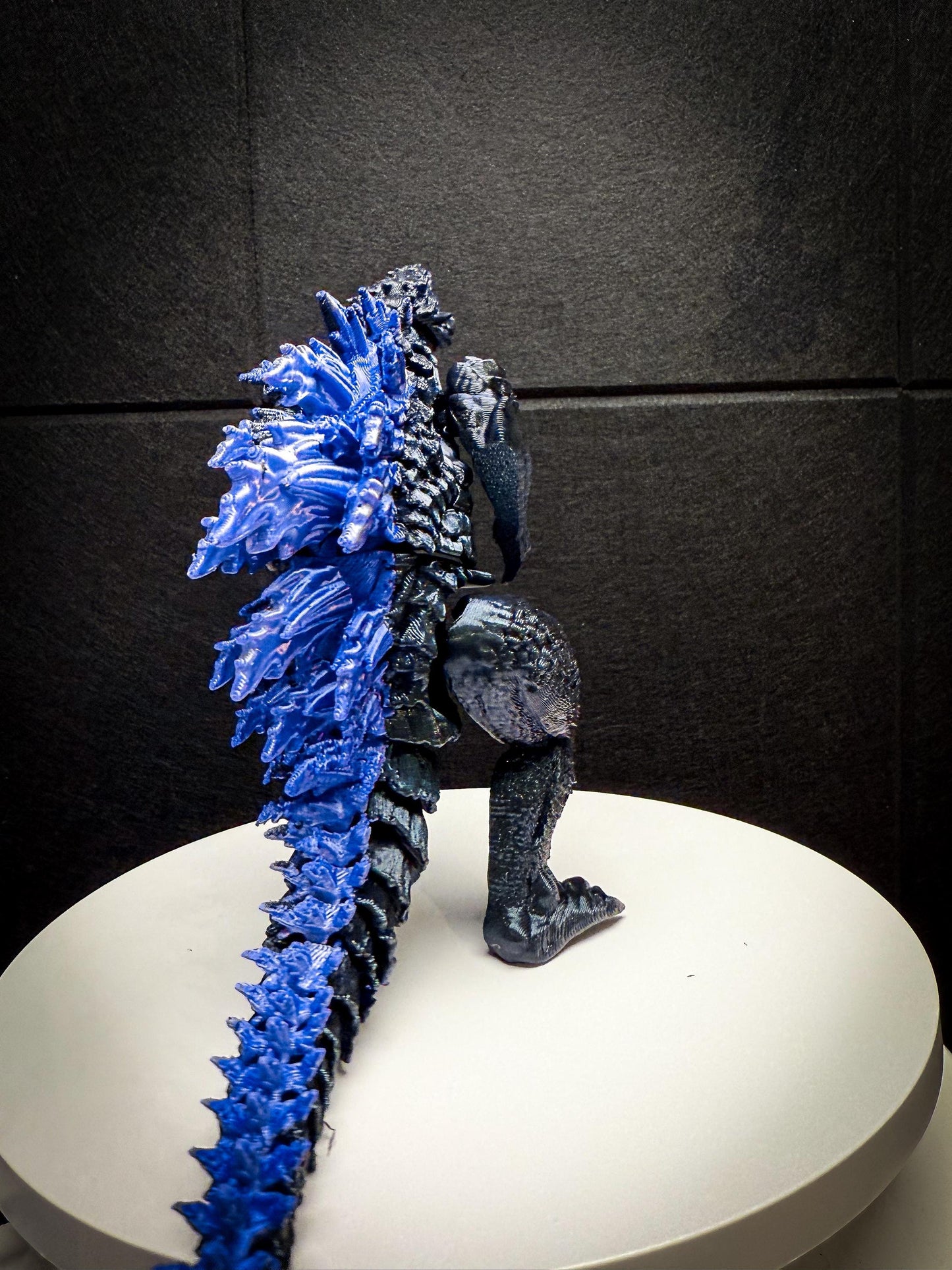 Fully Articulated Godzilla Figure Powered Shiny Blue 11 Inches! Posable Moving Handmade Kaiju Toy | Flexible Limbs | Gift for Monster Fans