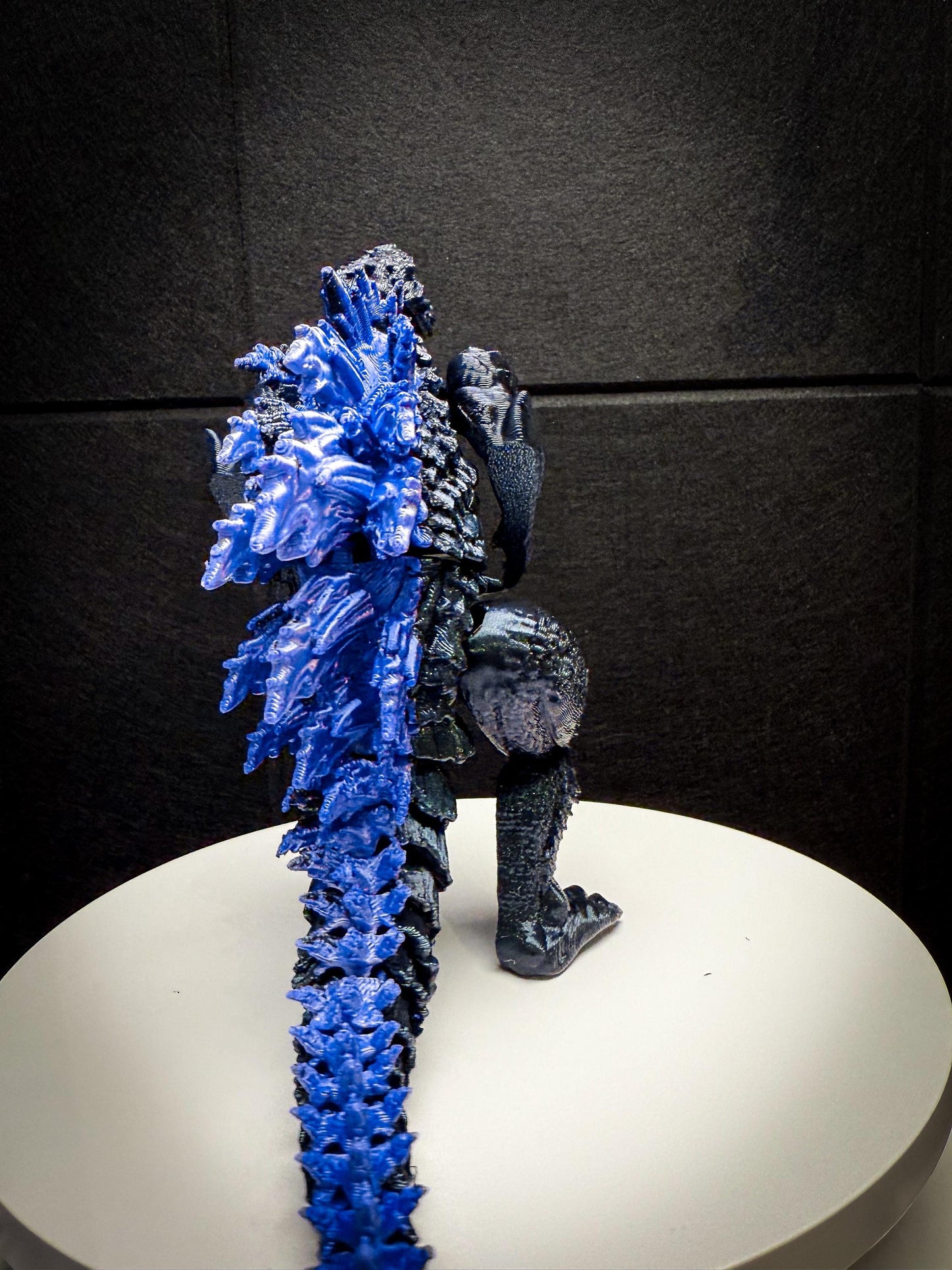 Fully Articulated Godzilla Figure Powered Shiny Blue 11 Inches! Posable Moving Handmade Kaiju Toy | Flexible Limbs | Gift for Monster Fans