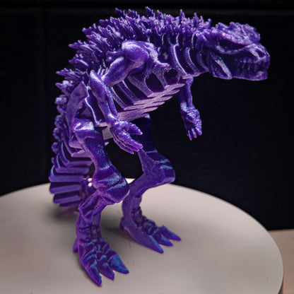 Fully Articulated Skeletonized Godzilla Purple Nebula Vibrant Galaxy Figure | Posable Handmade Titan Toy | Skeleton Kaiju Monster Dragon