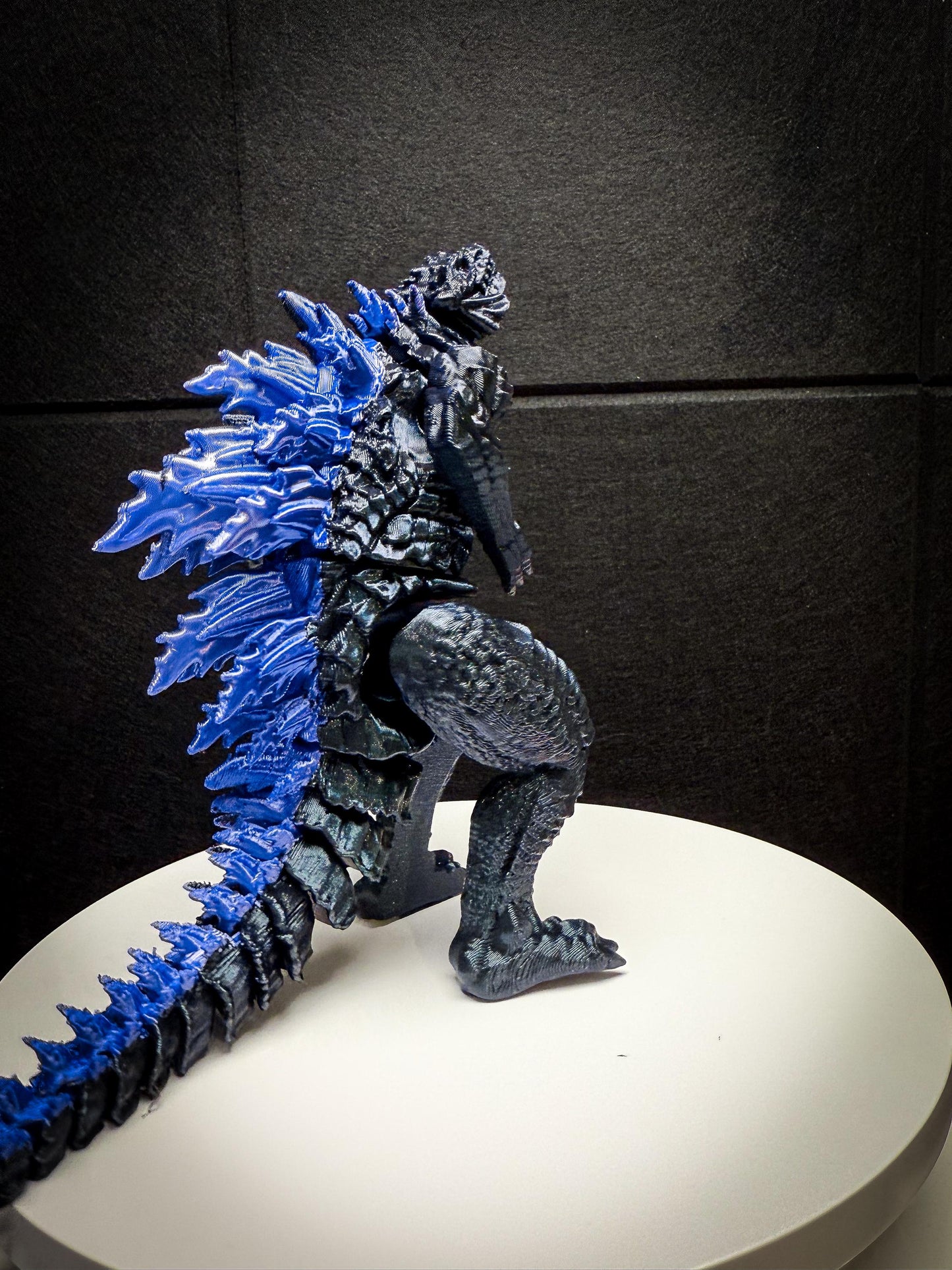Fully Articulated Godzilla Figure Powered Shiny Blue 11 Inches! Posable Moving Handmade Kaiju Toy | Flexible Limbs | Gift for Monster Fans