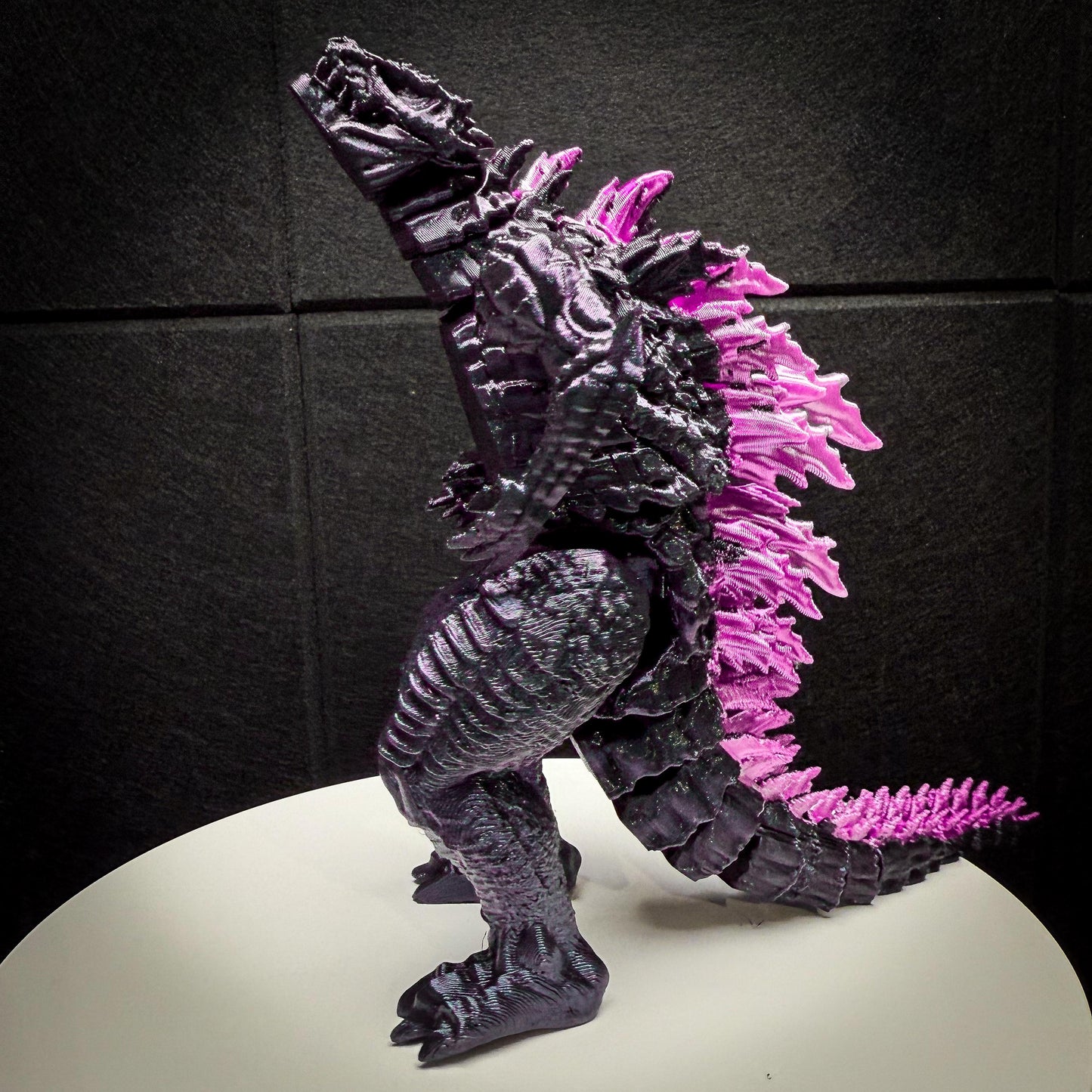 Fully Articulated Godzilla Figure Powered Shiny Pink 11 Inches! Posable Moving Handmade Kaiju Toy | Flexible Limbs | Gift for Monster Fans